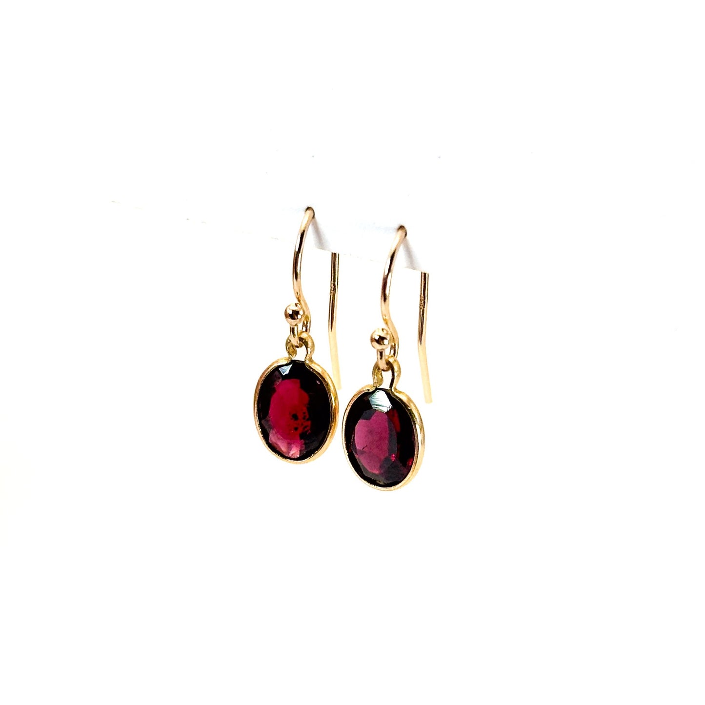 14K Rhodolite Garnet French Wire Hook Earrings