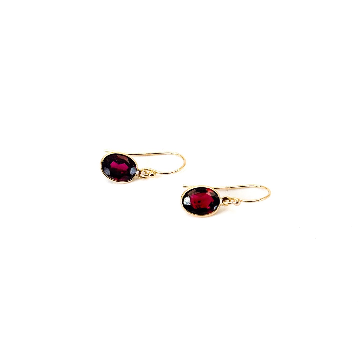14K Rhodolite Garnet French Wire Hook Earrings