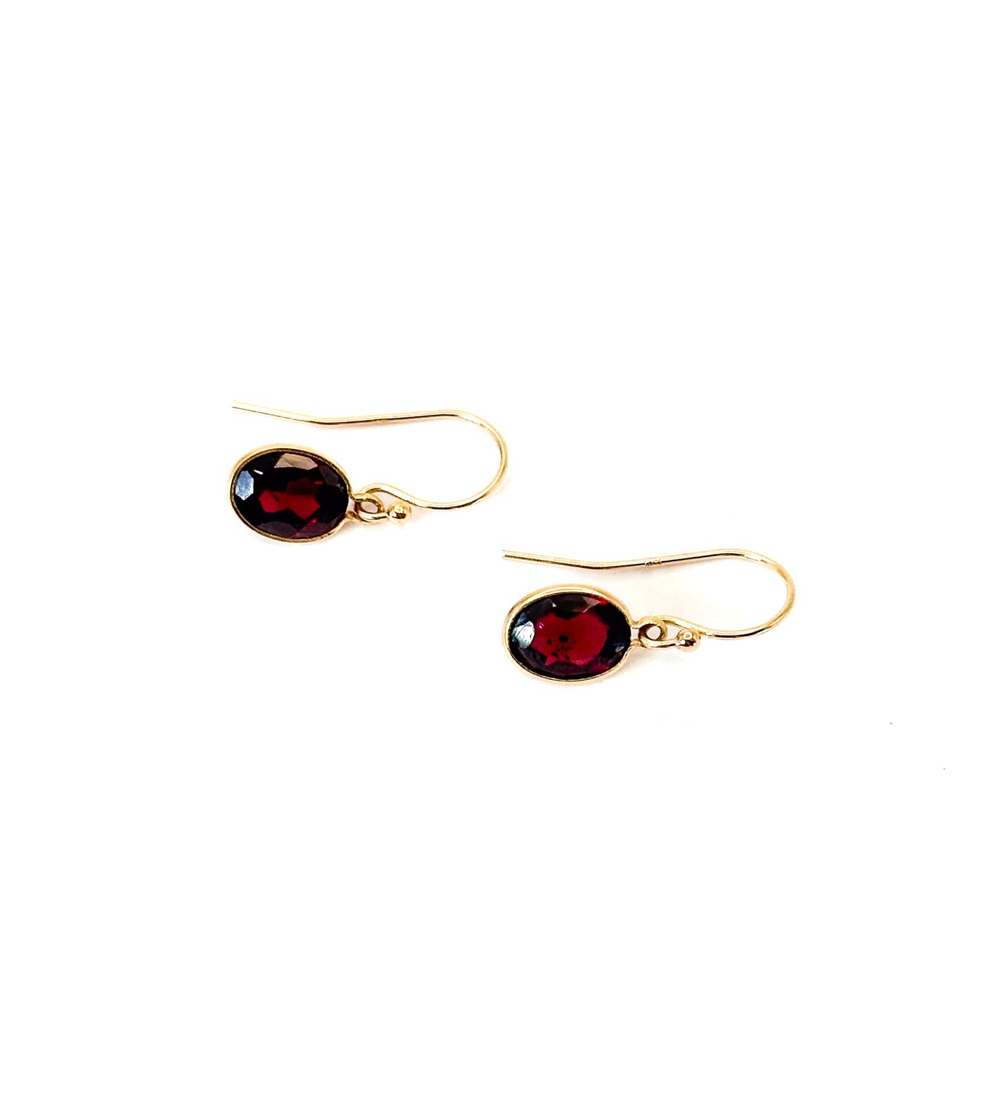 14K Rhodolite Garnet French Wire Hook Earrings