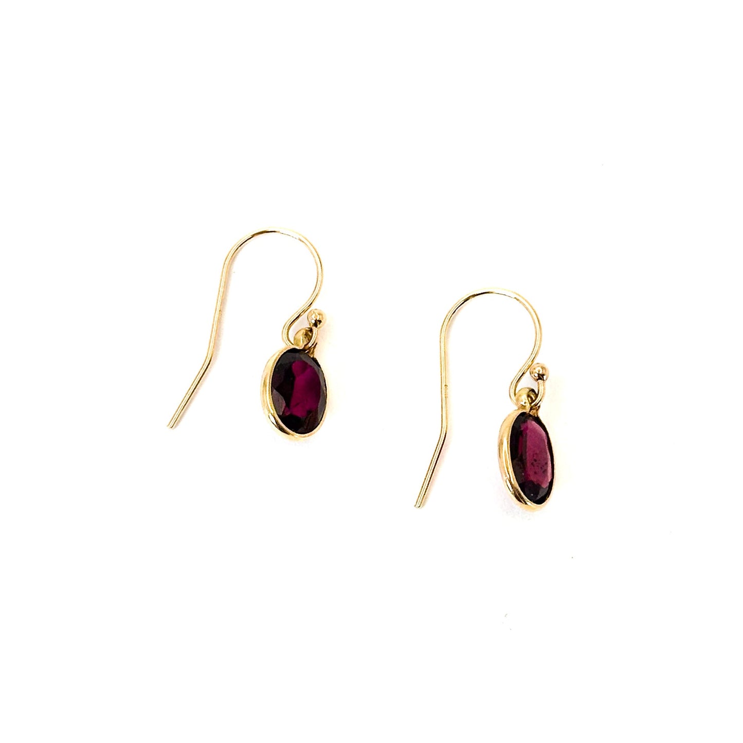 14K Rhodolite Garnet French Wire Hook Earrings