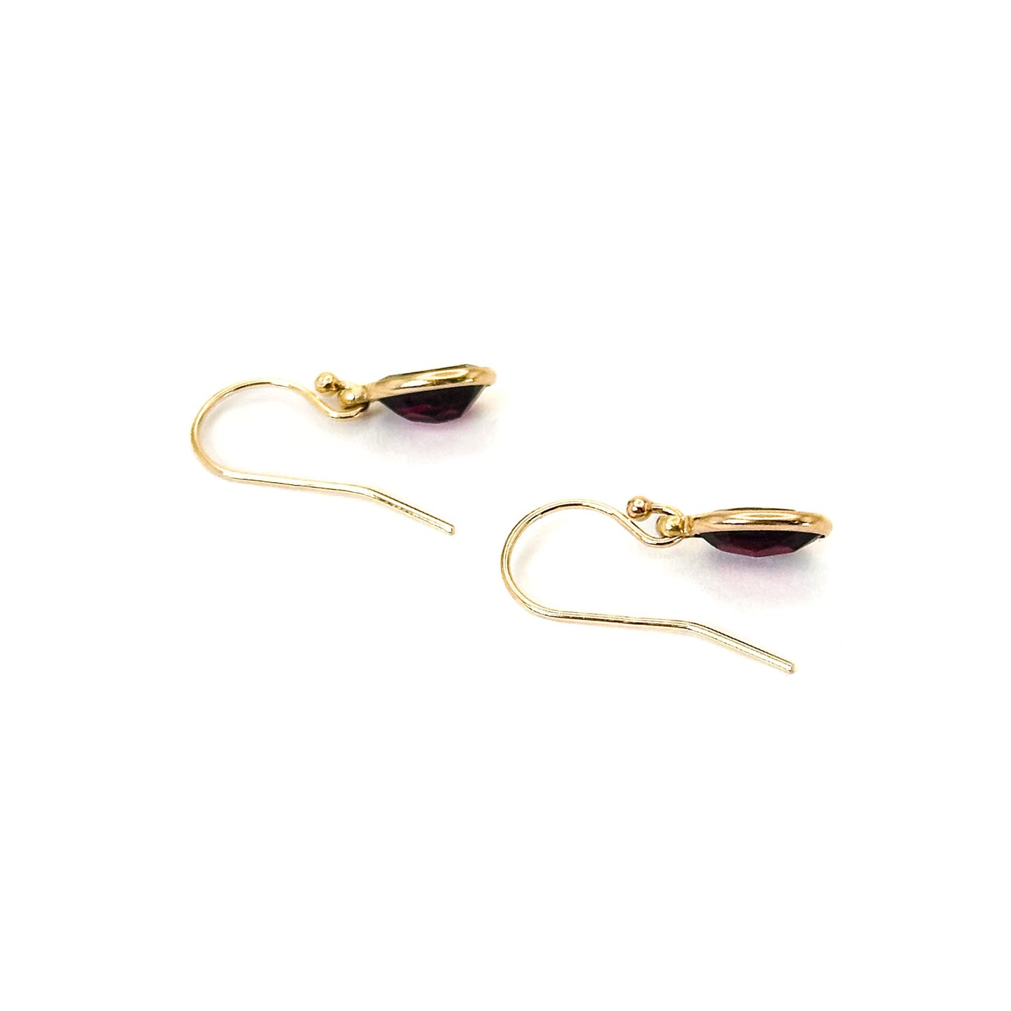 14K Rhodolite Garnet French Wire Hook Earrings