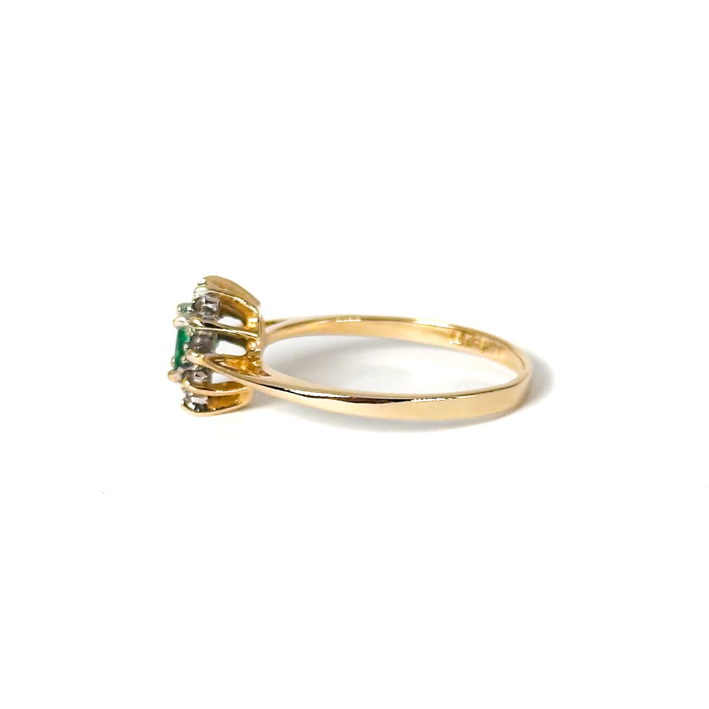 Vintage 14k Emerald Ring with Halo of Diamonds