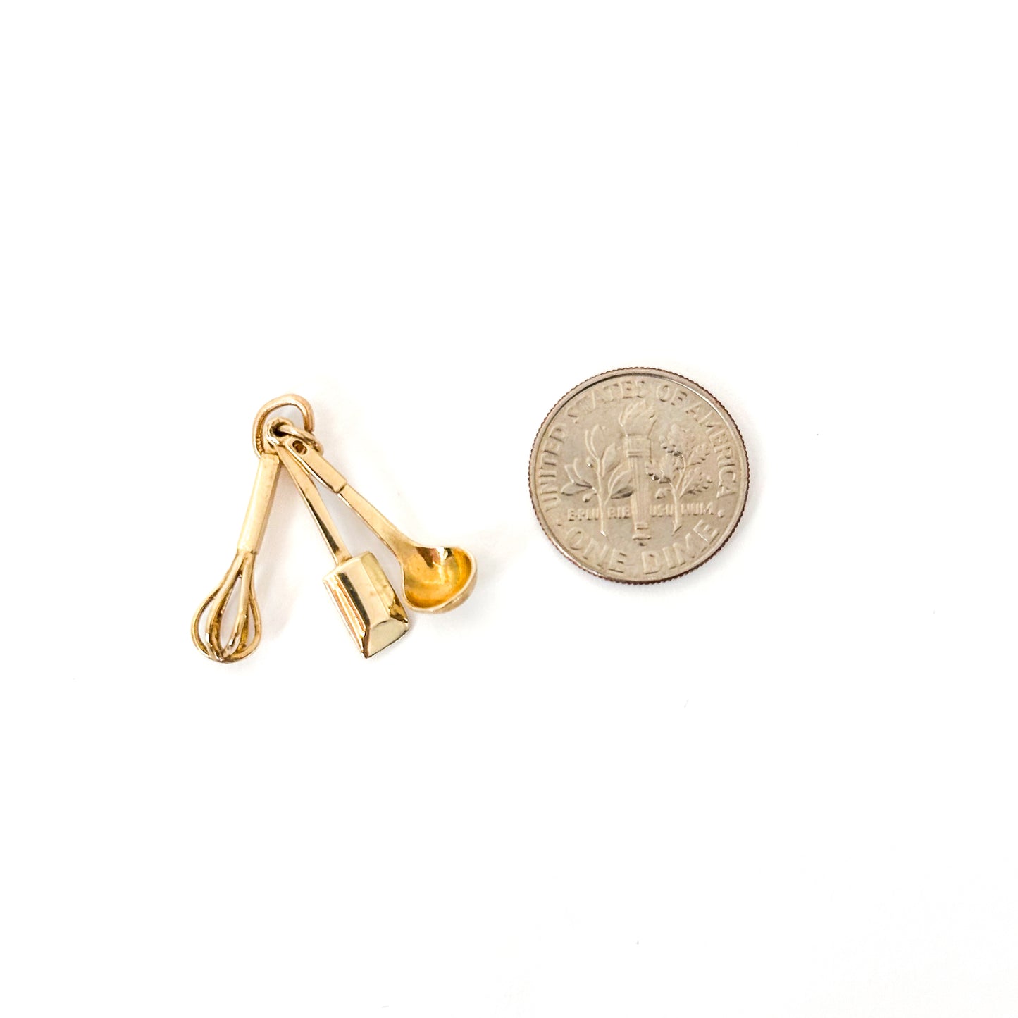 Vintage 10k Gold Kitchen Whisk, Spoon & Spatula Charm/Pendent