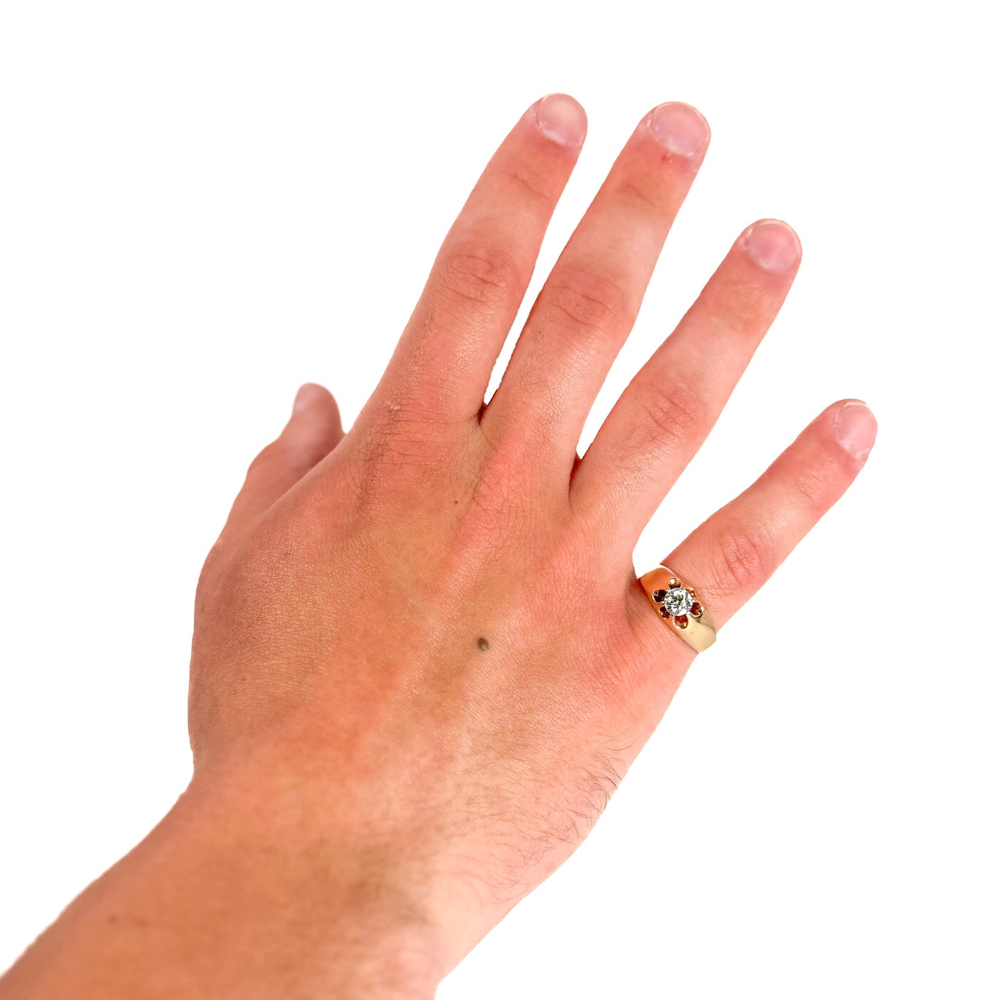 Antique 14K Belcher Set Old Euro Diamond Solitaire Ring