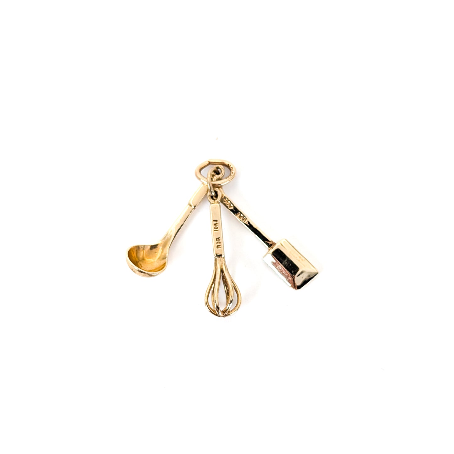 Vintage 10k Gold Kitchen Whisk, Spoon & Spatula Charm/Pendent