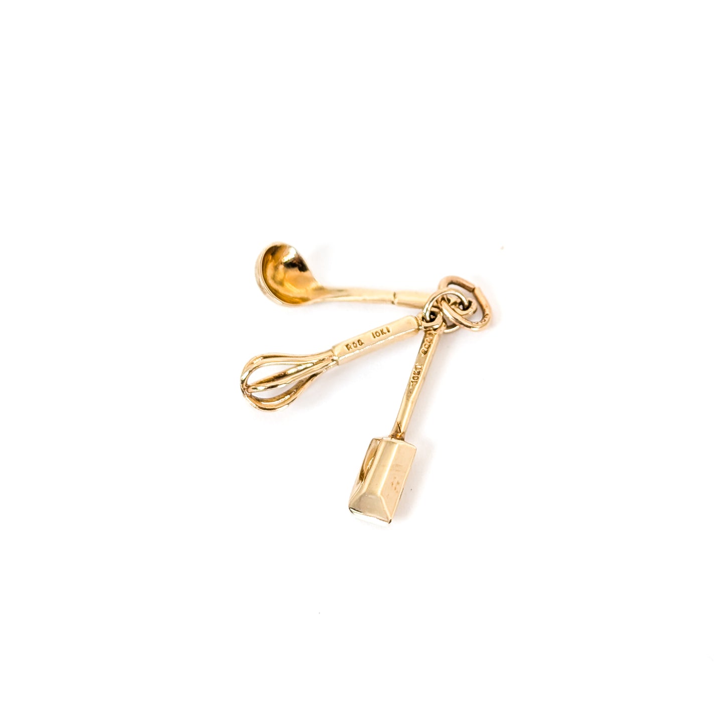 Vintage 10k Gold Kitchen Whisk, Spoon & Spatula Charm/Pendent