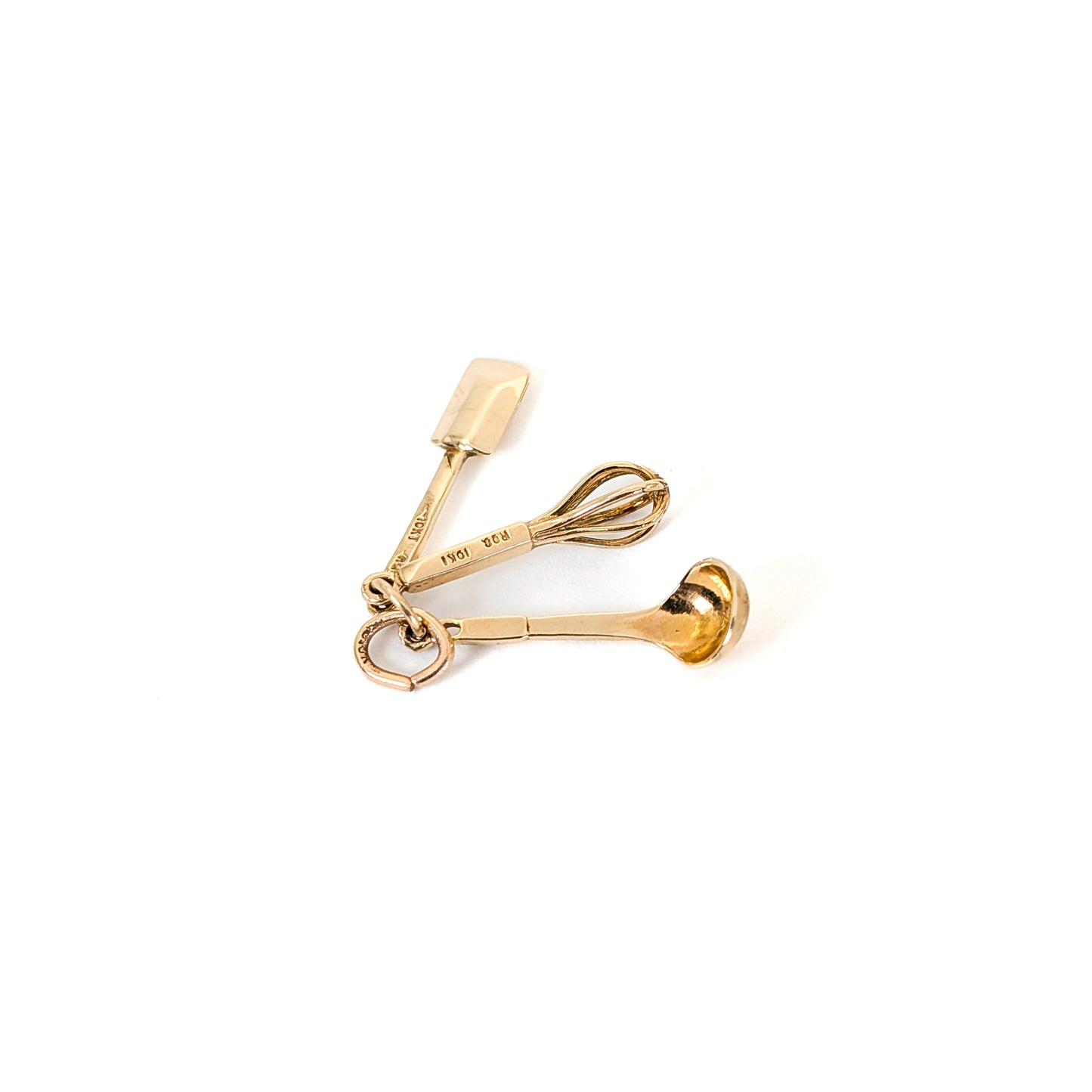 Vintage 10k Gold Kitchen Whisk, Spoon & Spatula Charm/Pendent