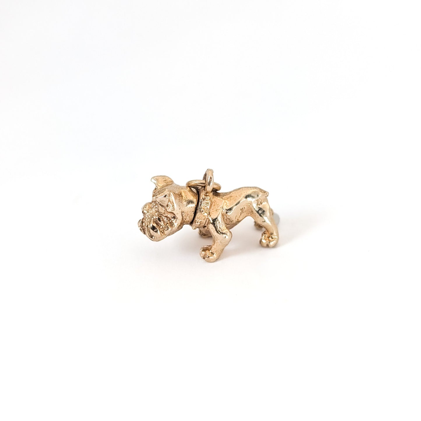 Vintage 14K Gold Bulldog Mechanical Charm with Moving Head