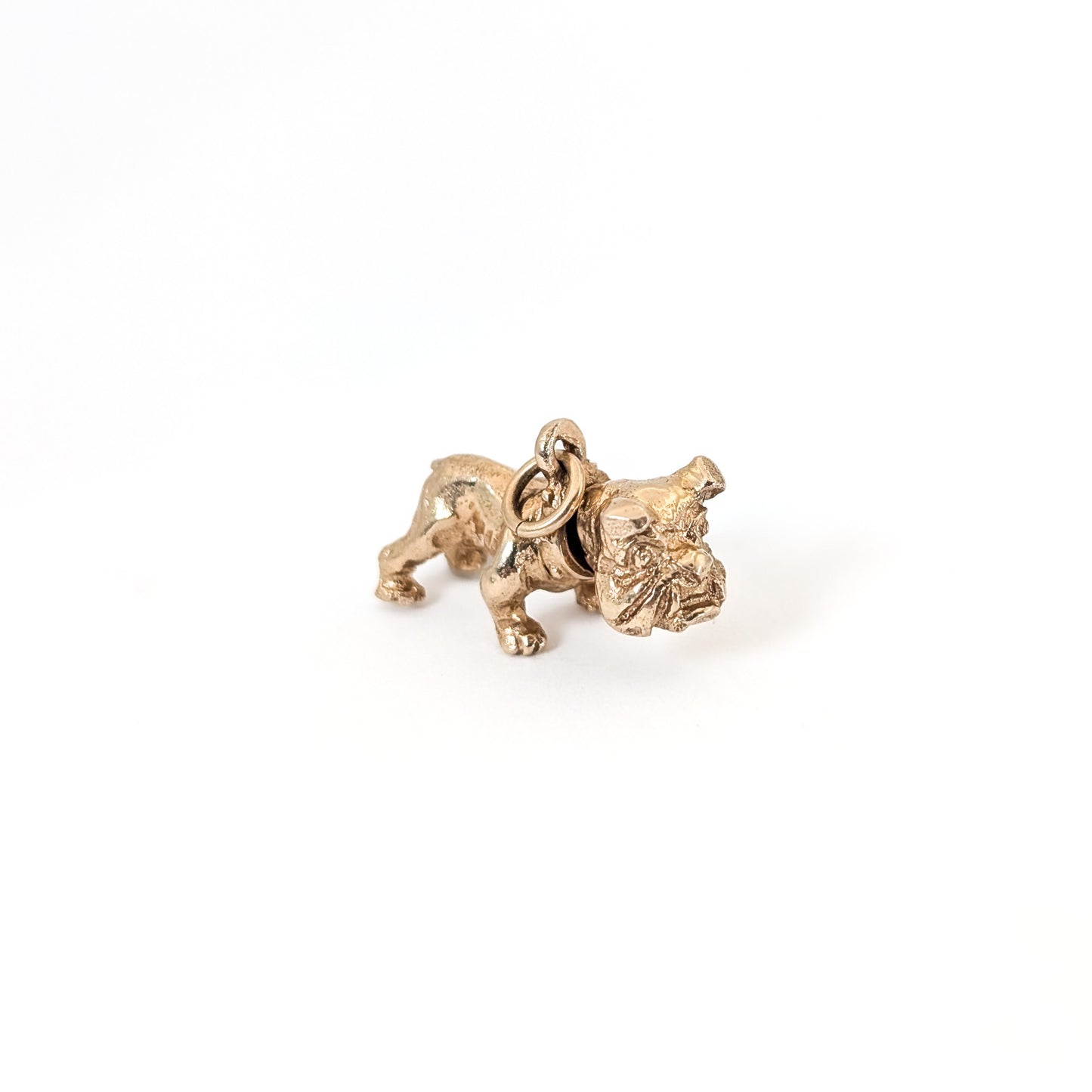 Vintage 14K Gold Bulldog Mechanical Charm with Moving Head