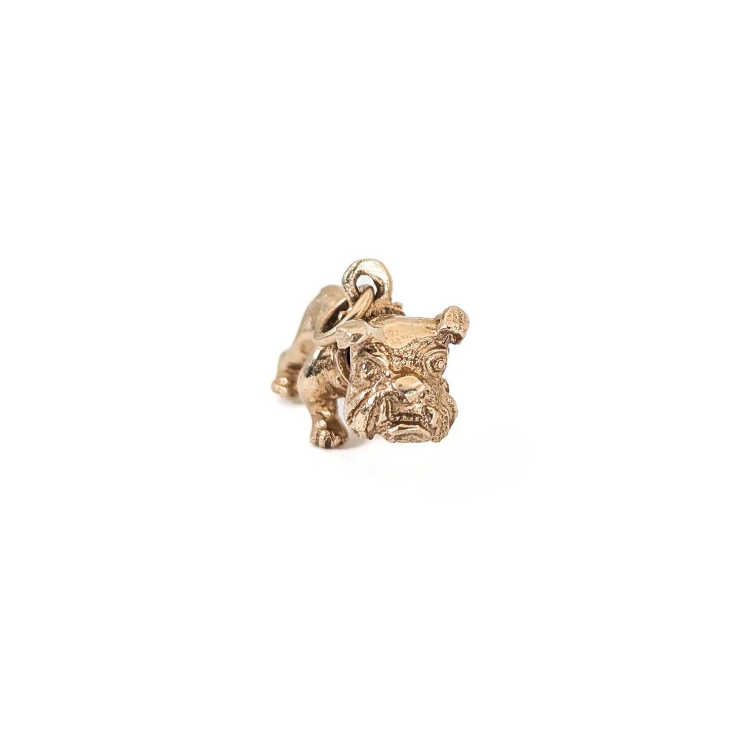Vintage 14K Gold Bulldog Mechanical Charm with Moving Head