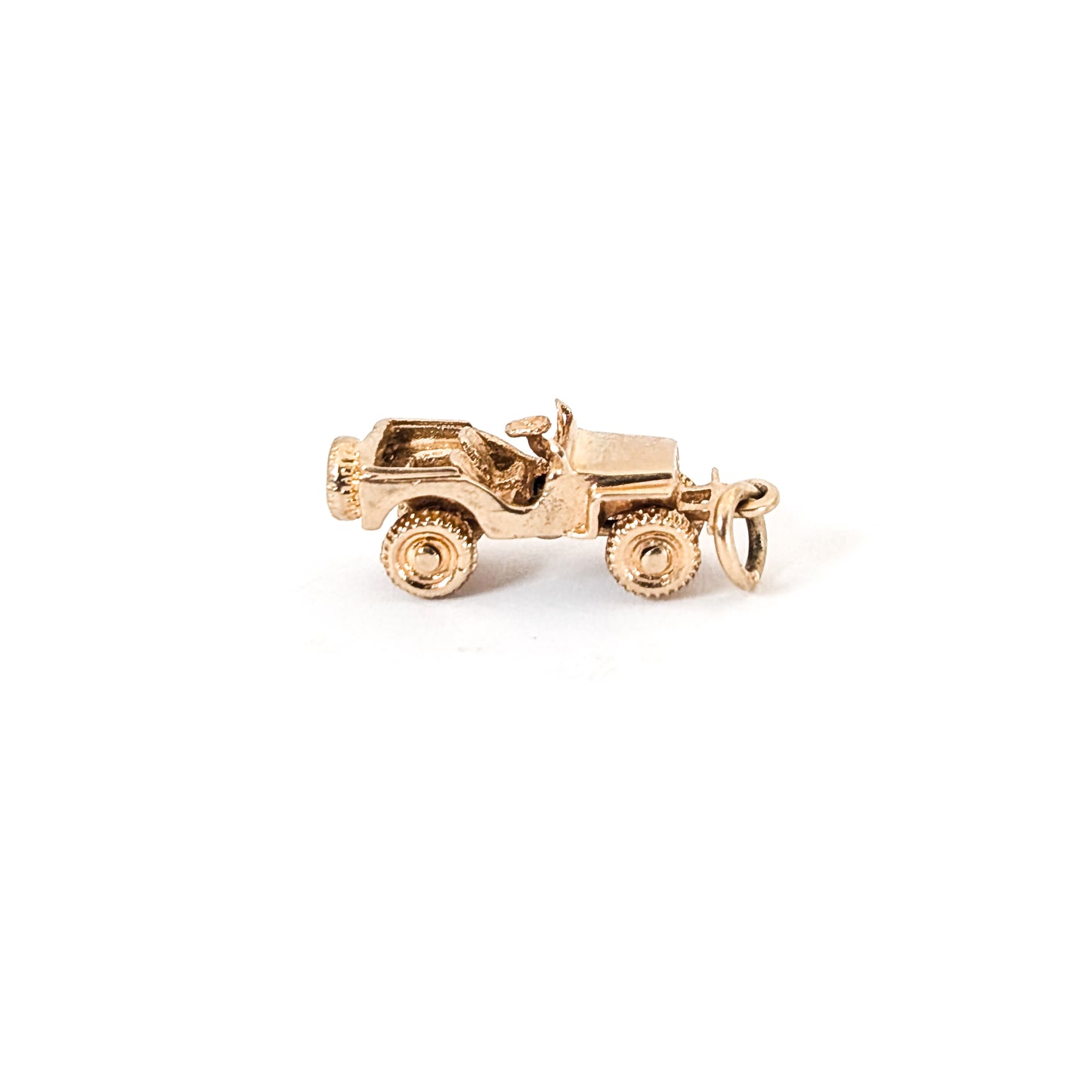 Vintage 14K Gold 1940s Military Jeep Charm with Moving Wheels