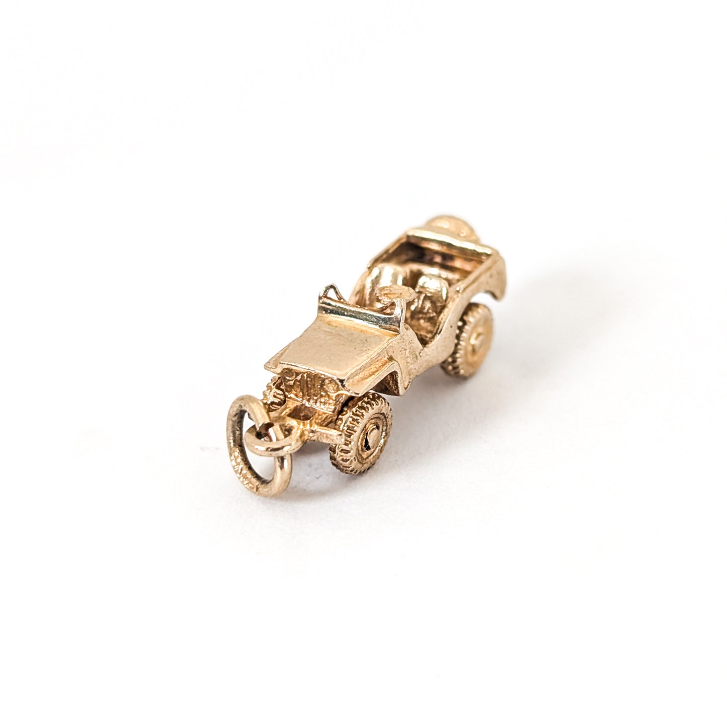 Vintage 14K Gold 1940s Military Jeep Charm with Moving Wheels
