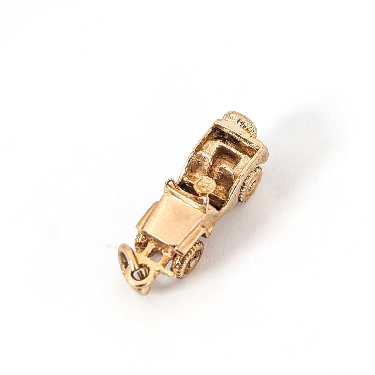 Vintage 14K Gold 1940s Military Jeep Charm with Moving Wheels