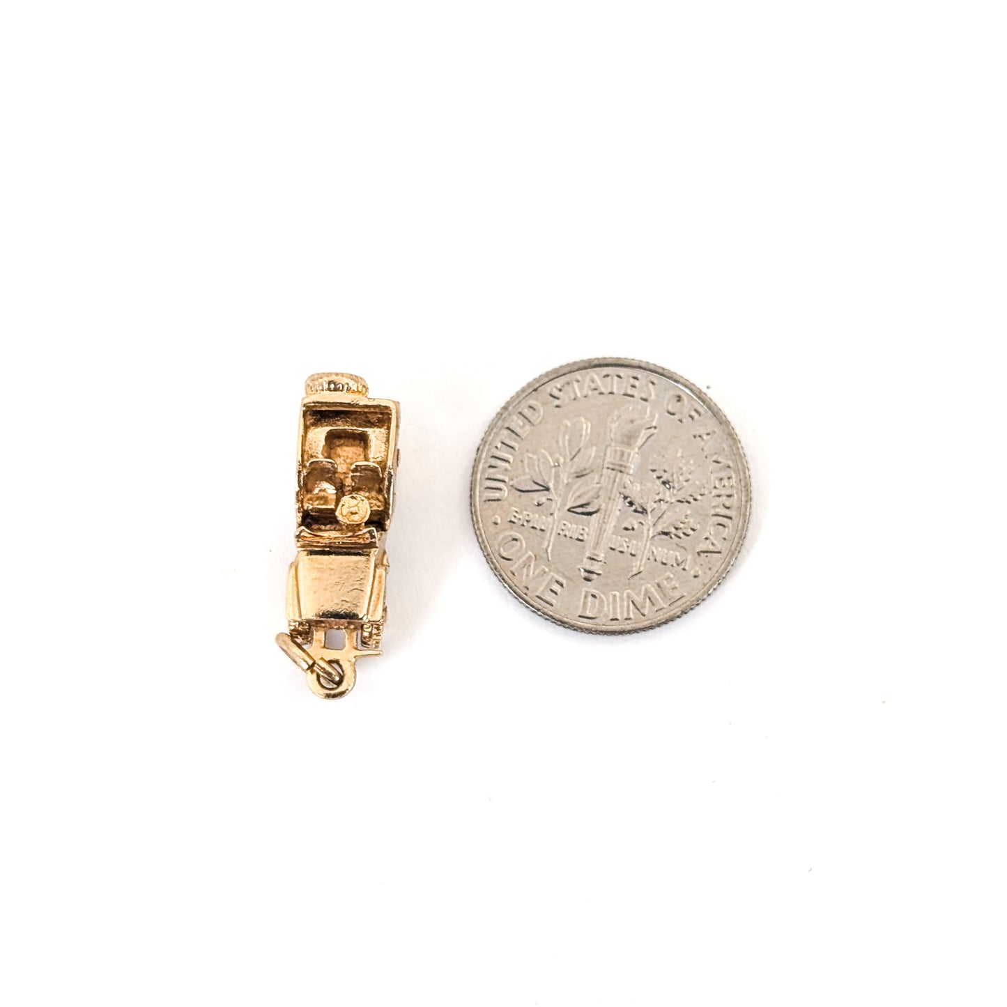 Vintage 14K Gold 1940s Military Jeep Charm with Moving Wheels