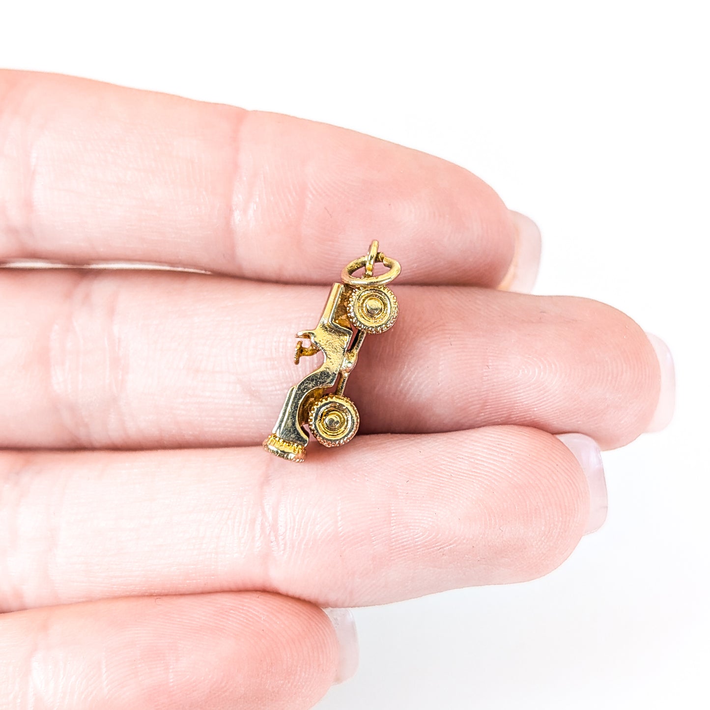 Vintage 14K Gold 1940s Military Jeep Charm with Moving Wheels