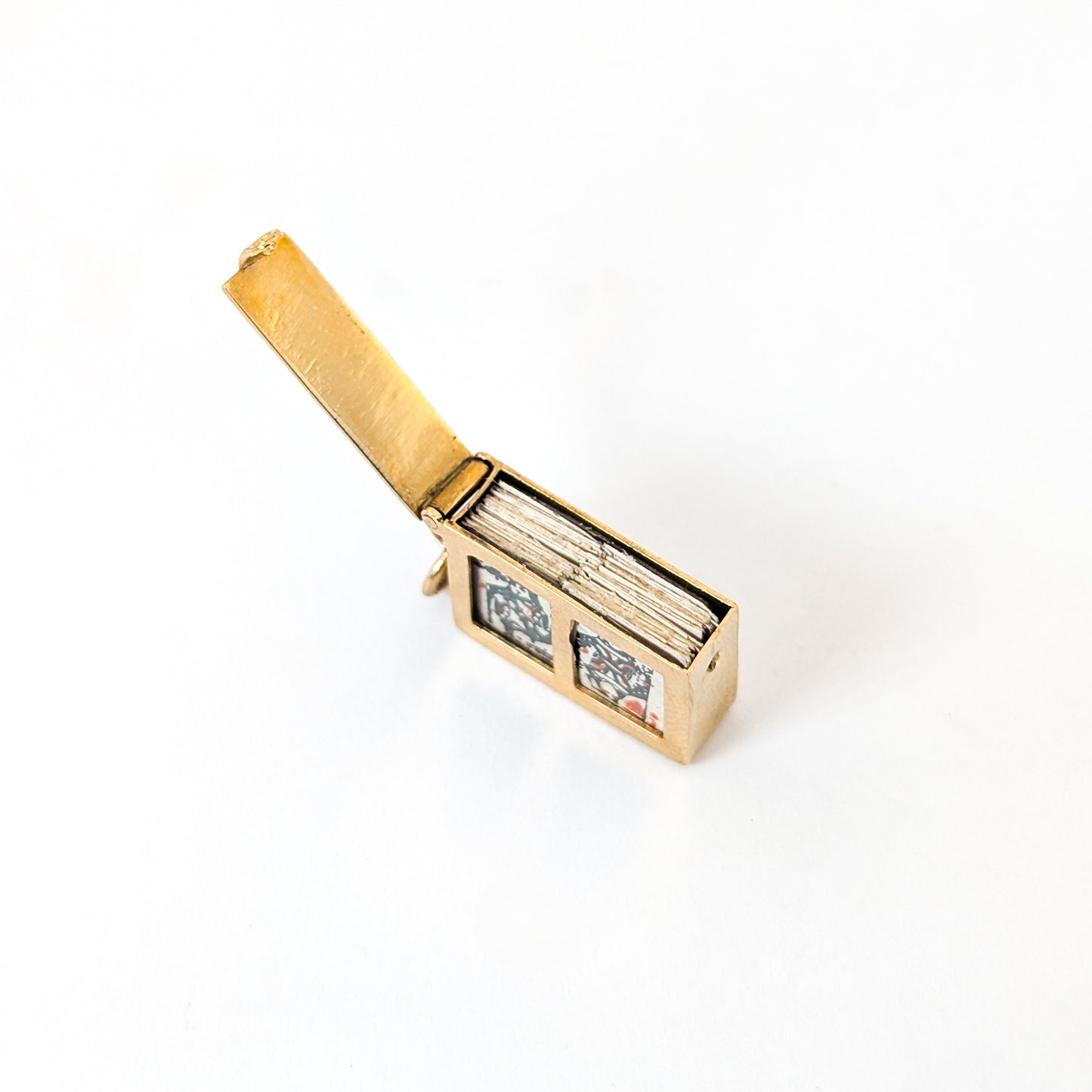 Vintage 14K Gold Miniature Card Deck Charm with Real Cards