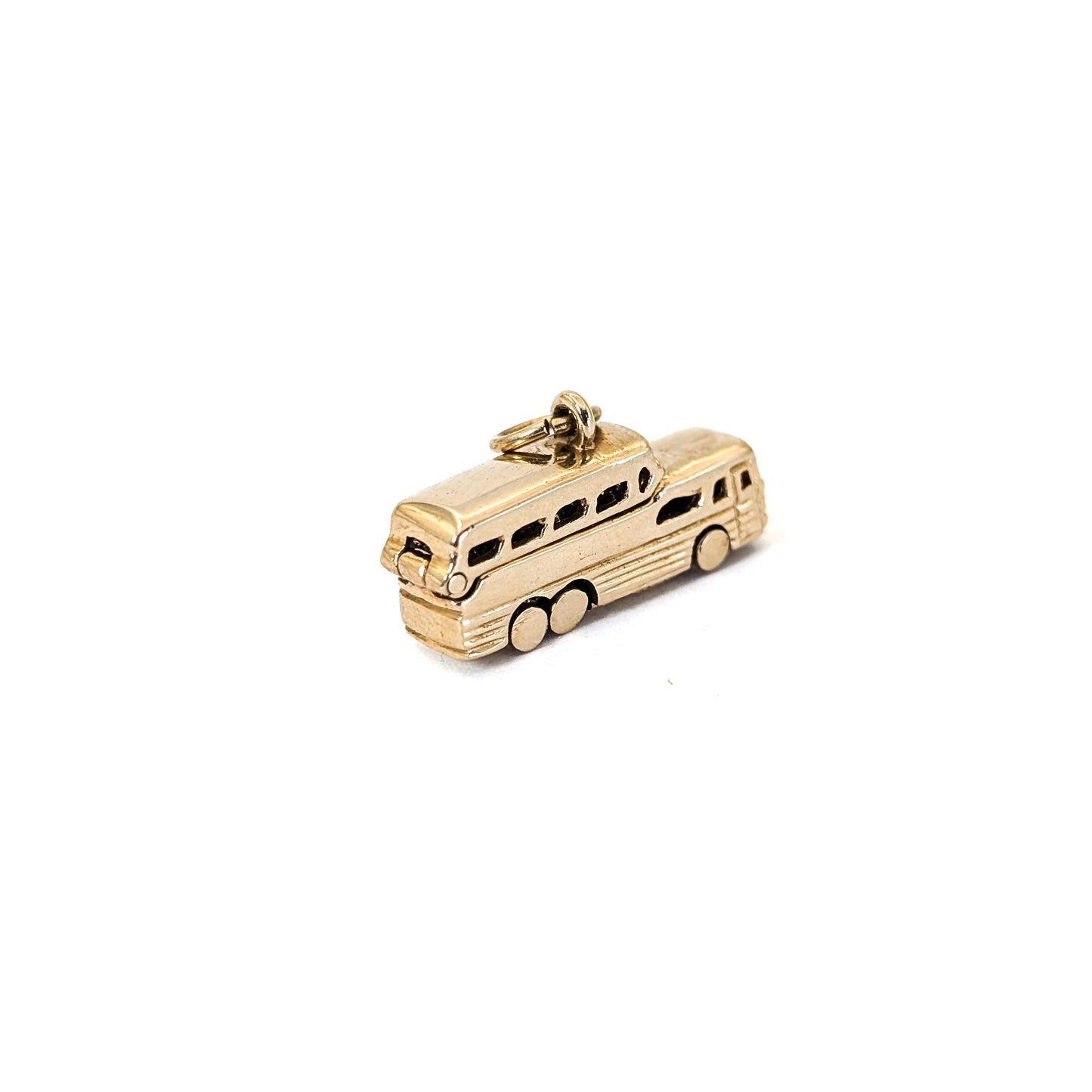 Vintage 14K Gold Greyhound- Style Bus Mechanical Charm