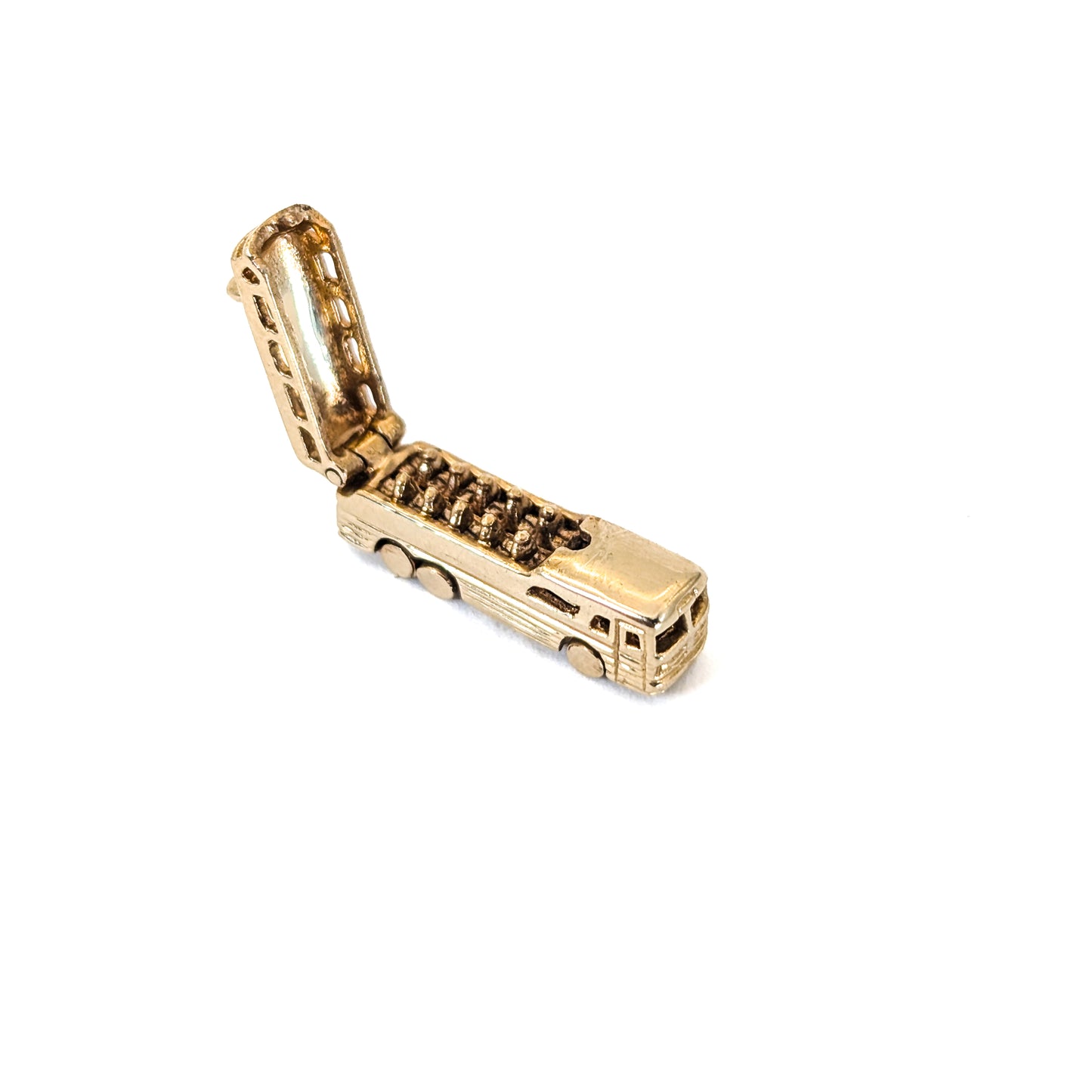 Vintage 14K Gold Greyhound- Style Bus Mechanical Charm