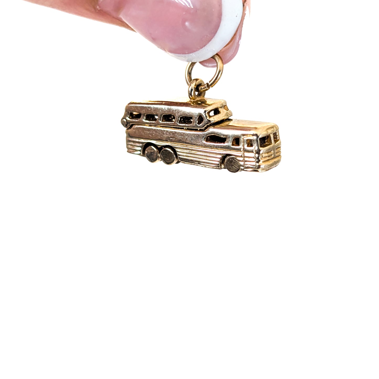 Vintage 14K Gold Greyhound- Style Bus Mechanical Charm