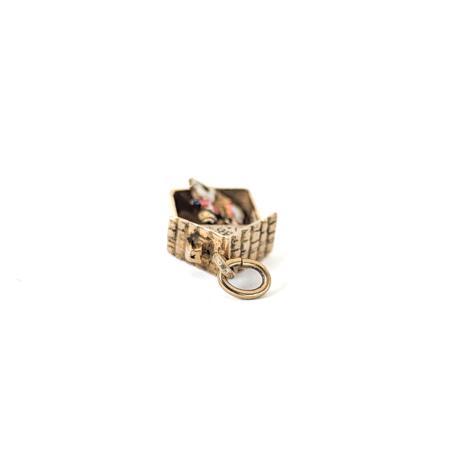 Vintage 14K Gold Mechanical Weather House Mechanical Charm – Enamel Boy & Girl