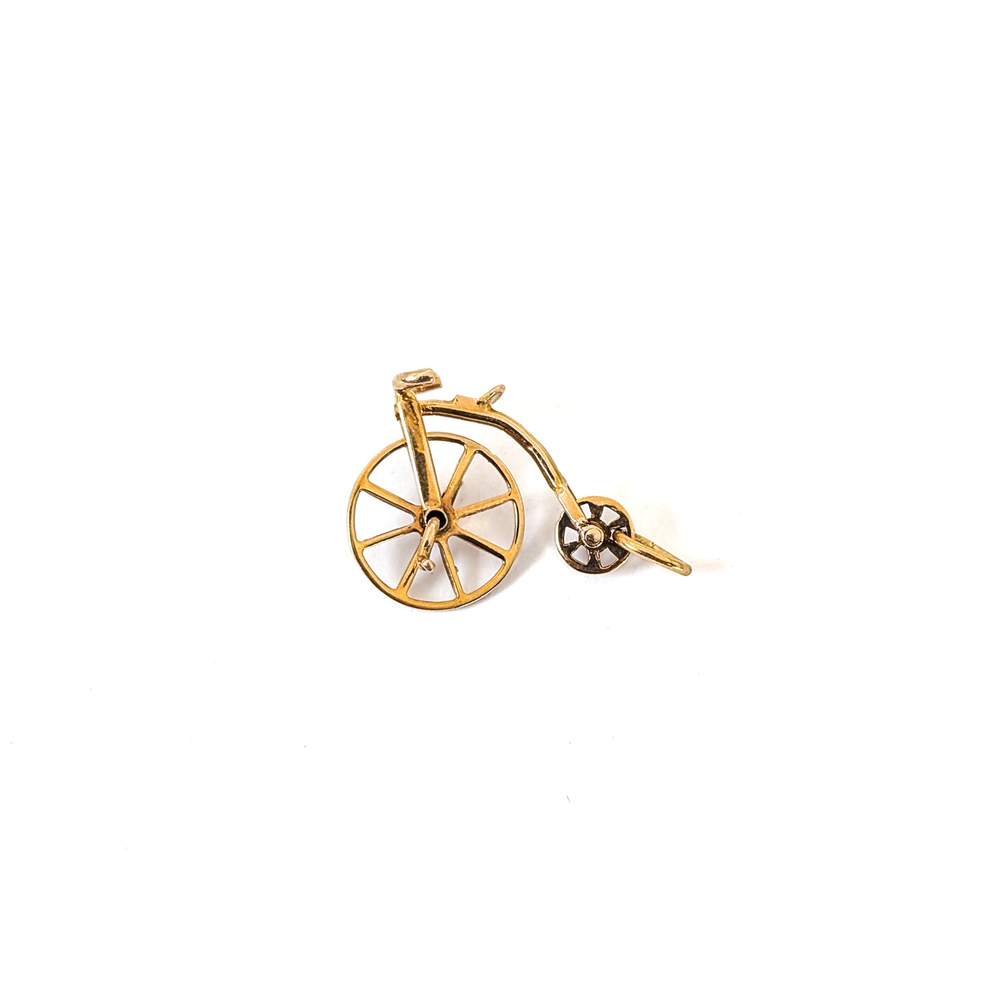 Vintage 14K Gold Penny Farthing Bicycle Charm with Moving Wheels