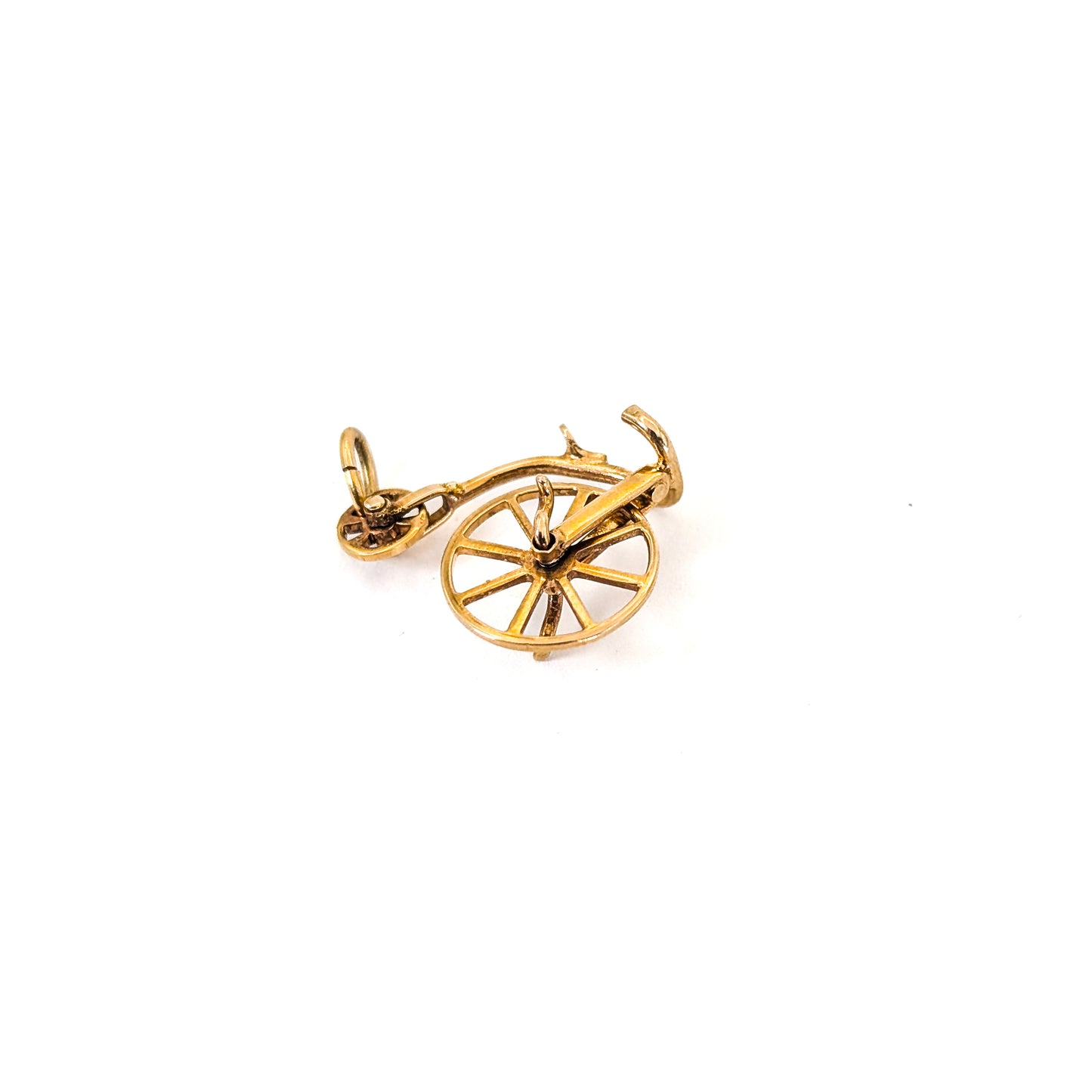 Vintage 14K Gold Penny Farthing Bicycle Charm with Moving Wheels