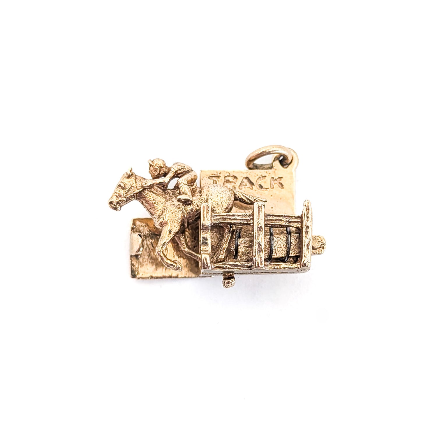 Vintage 14K Gold Horse Racing Mechanical Charm