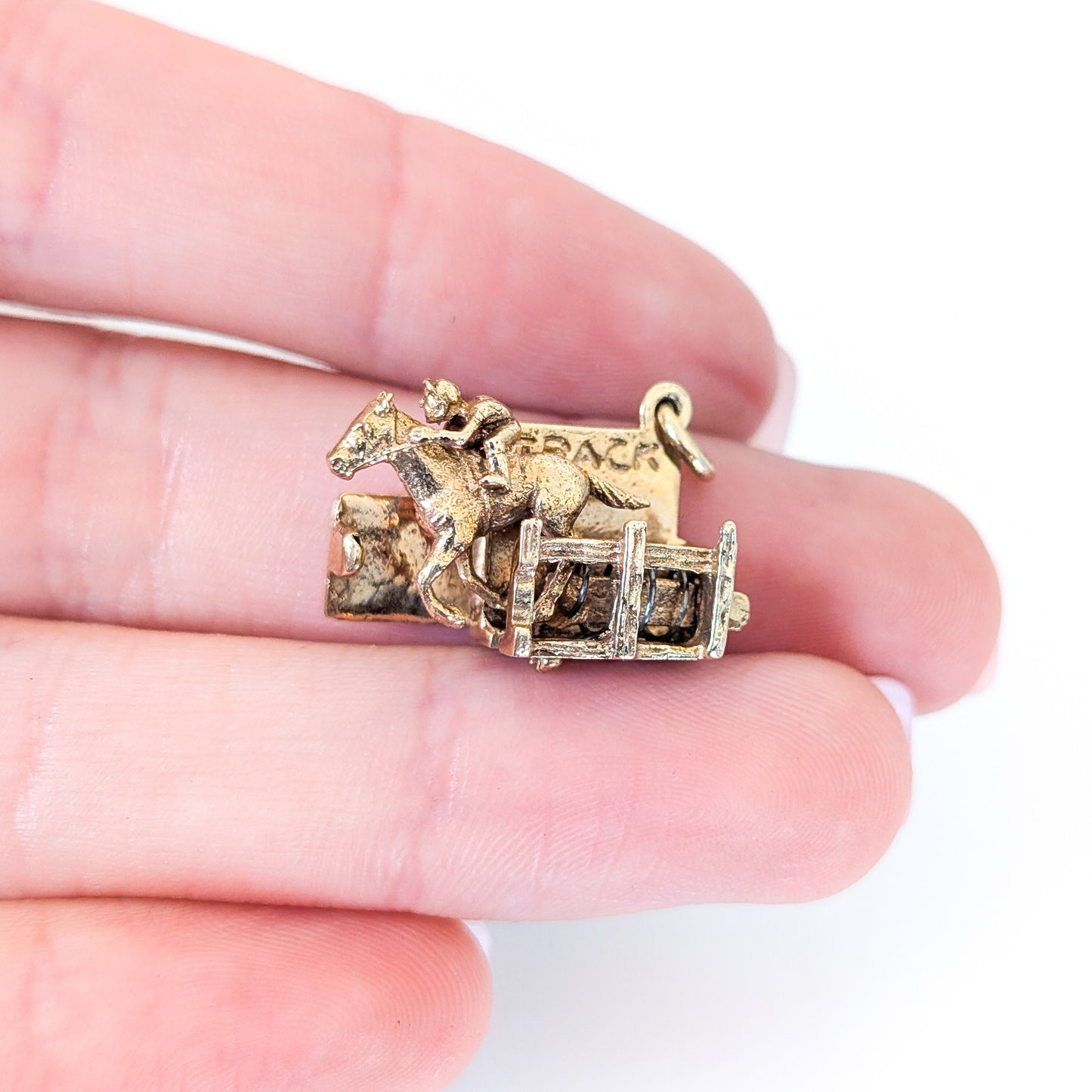 Vintage 14K Gold Horse Racing Mechanical Charm