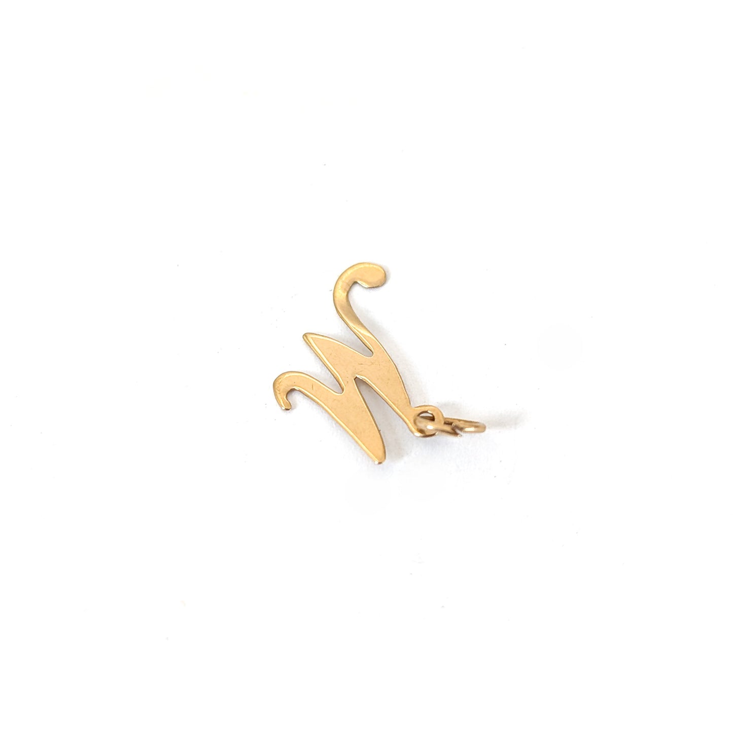 14k Gold pendant with the letter 'M' on a white background