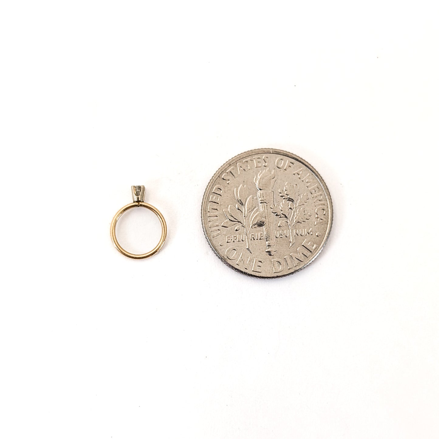 Vintage 14K Gold White Sapphire Engagement Ring Charm/Pendant