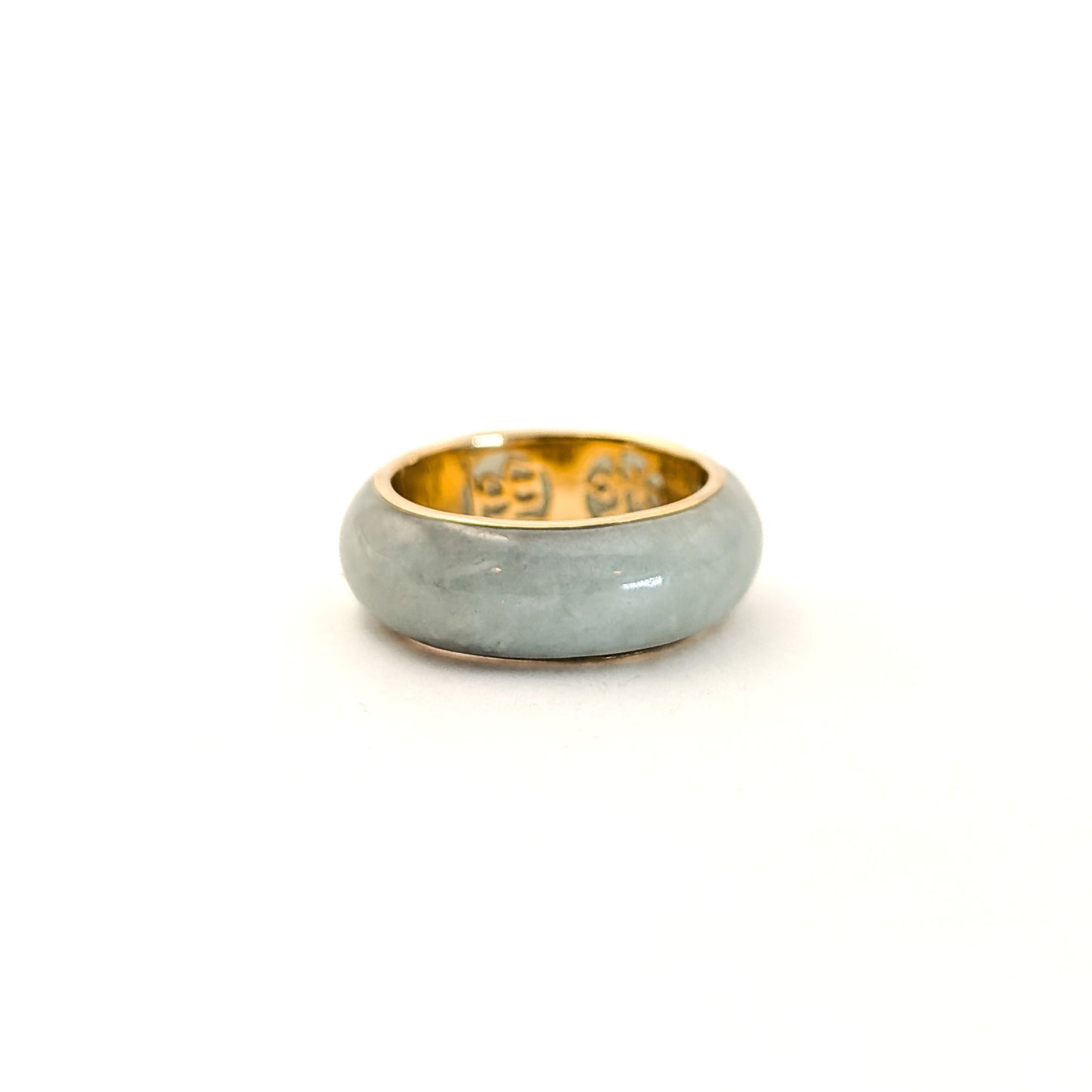 Vintage 14K Gold and Jadeite Jade Band Ring