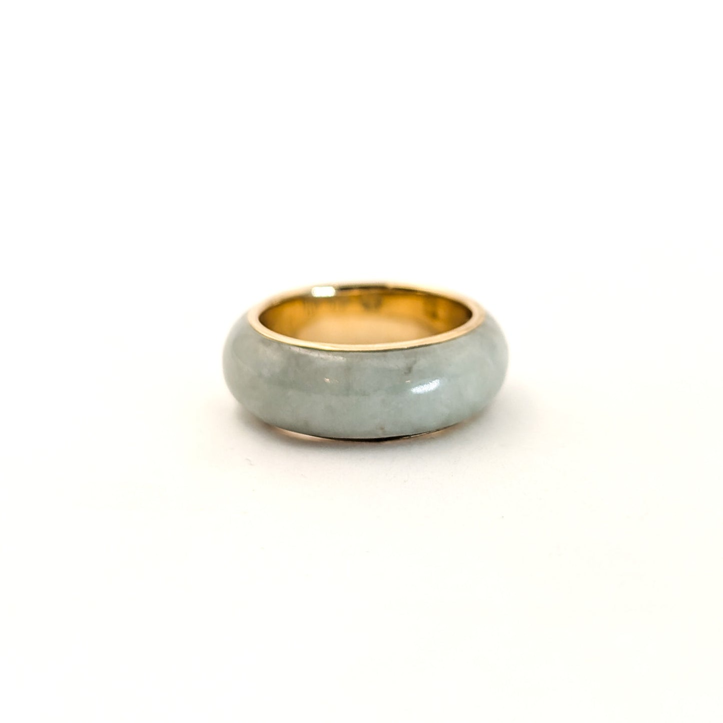 Vintage 14K Gold and Jadeite Jade Band Ring