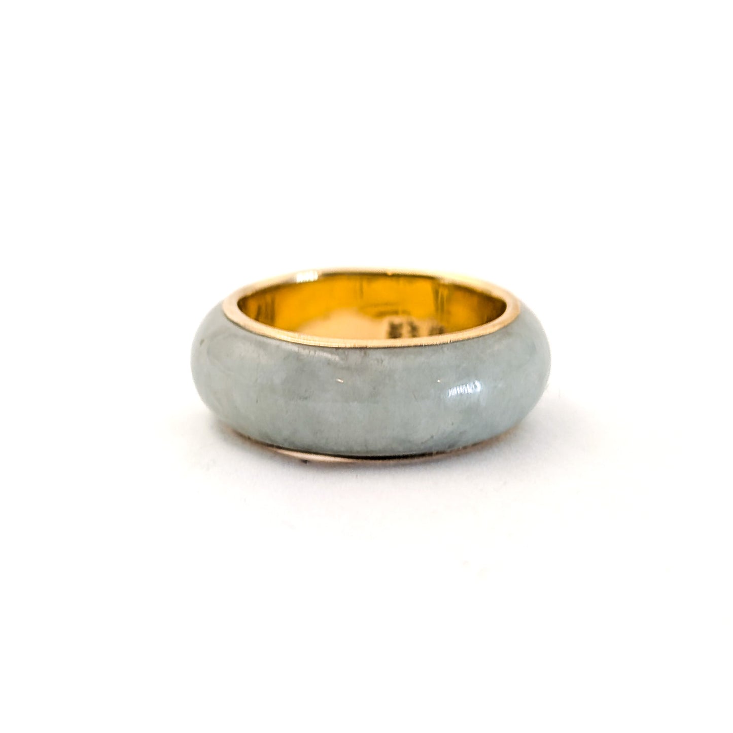 Vintage 14K Gold and Jadeite Jade Band Ring