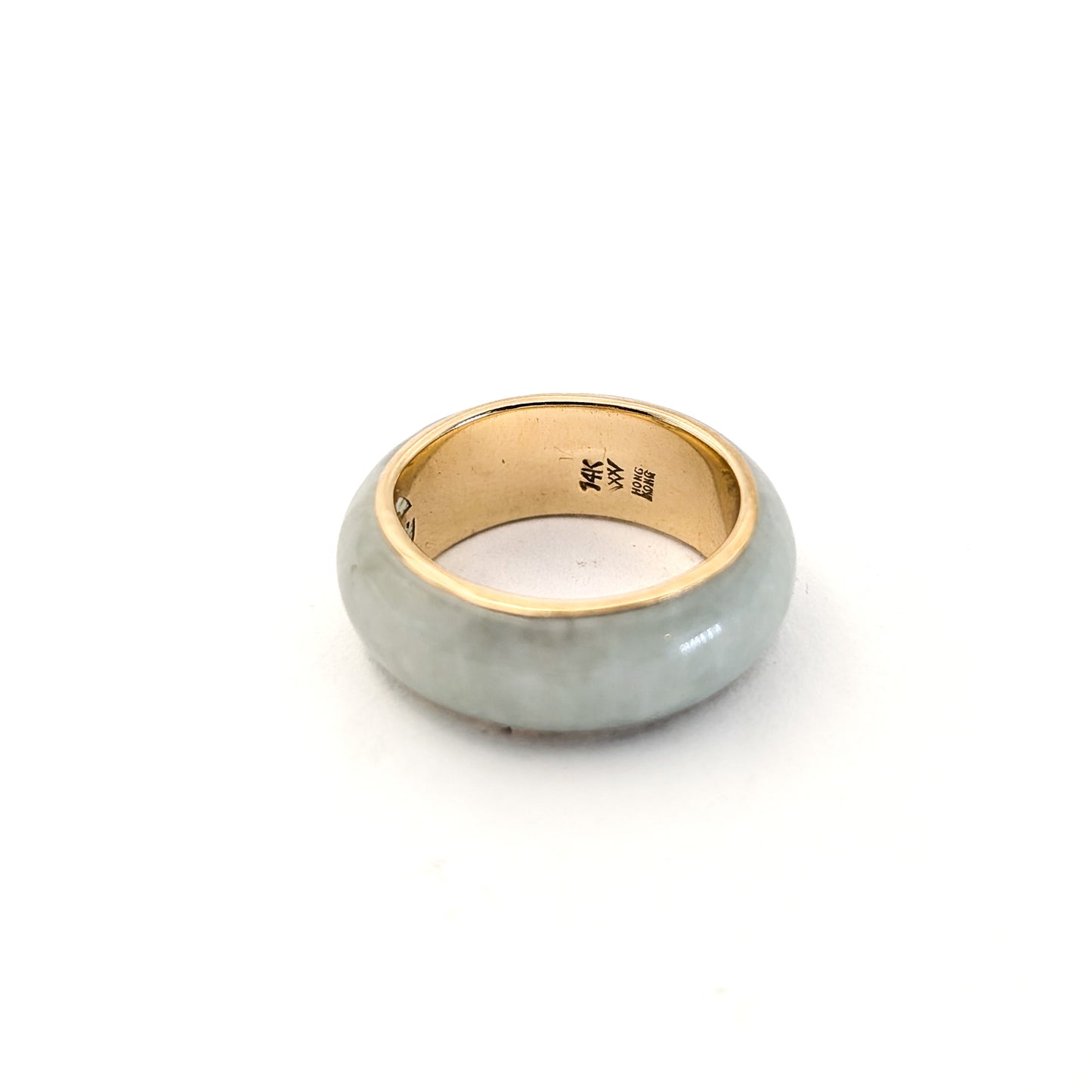 Vintage 14K Gold and Jadeite Jade Band Ring