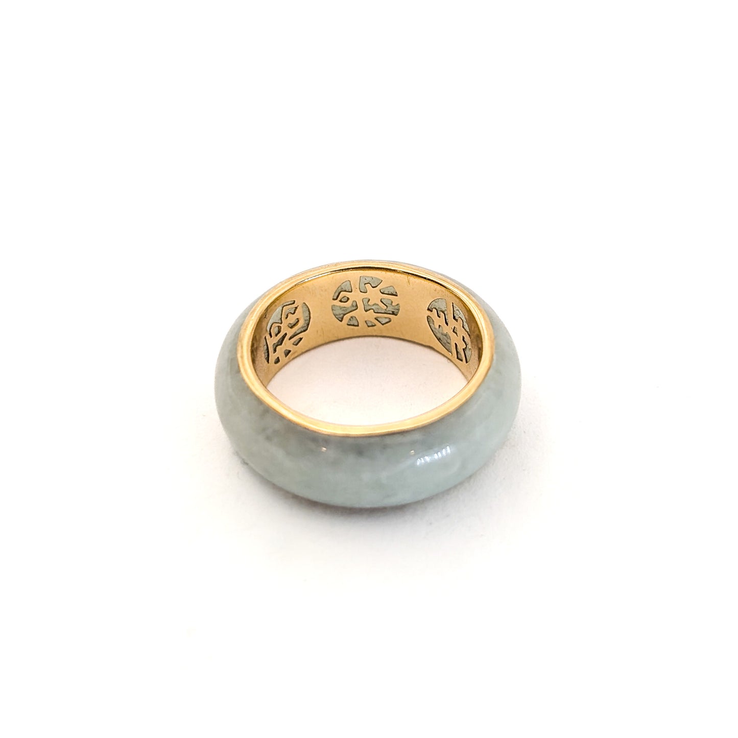 Vintage 14K Gold and Jadeite Jade Band Ring