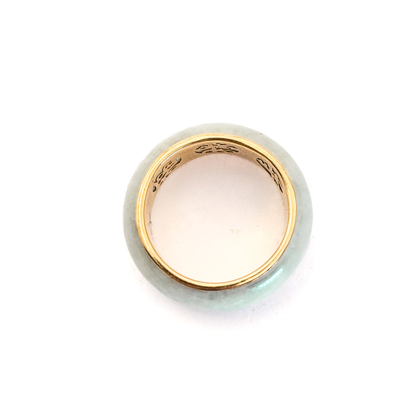 Vintage 14K Gold and Jadeite Jade Band Ring