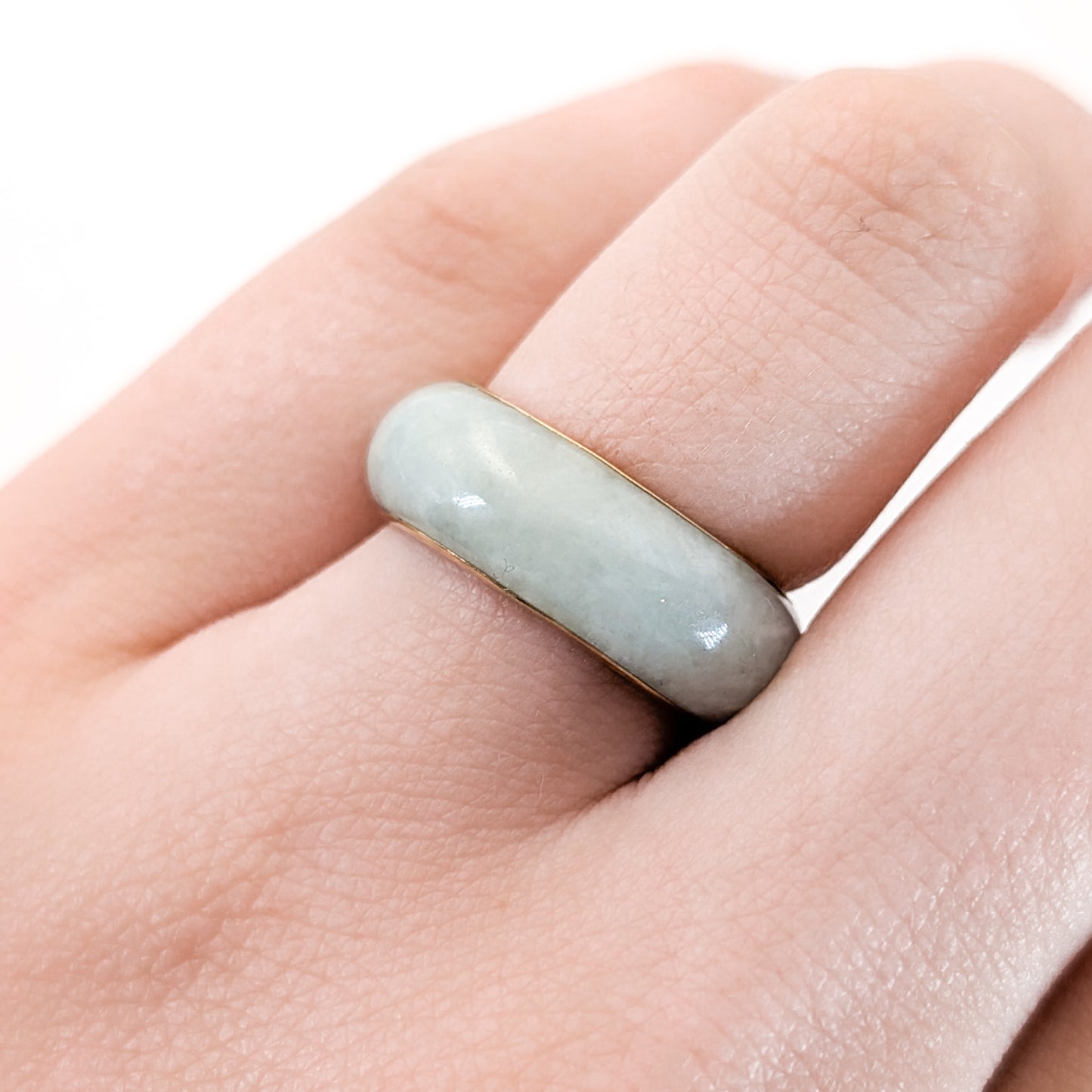 Vintage 14K Gold and Jadeite Jade Band Ring