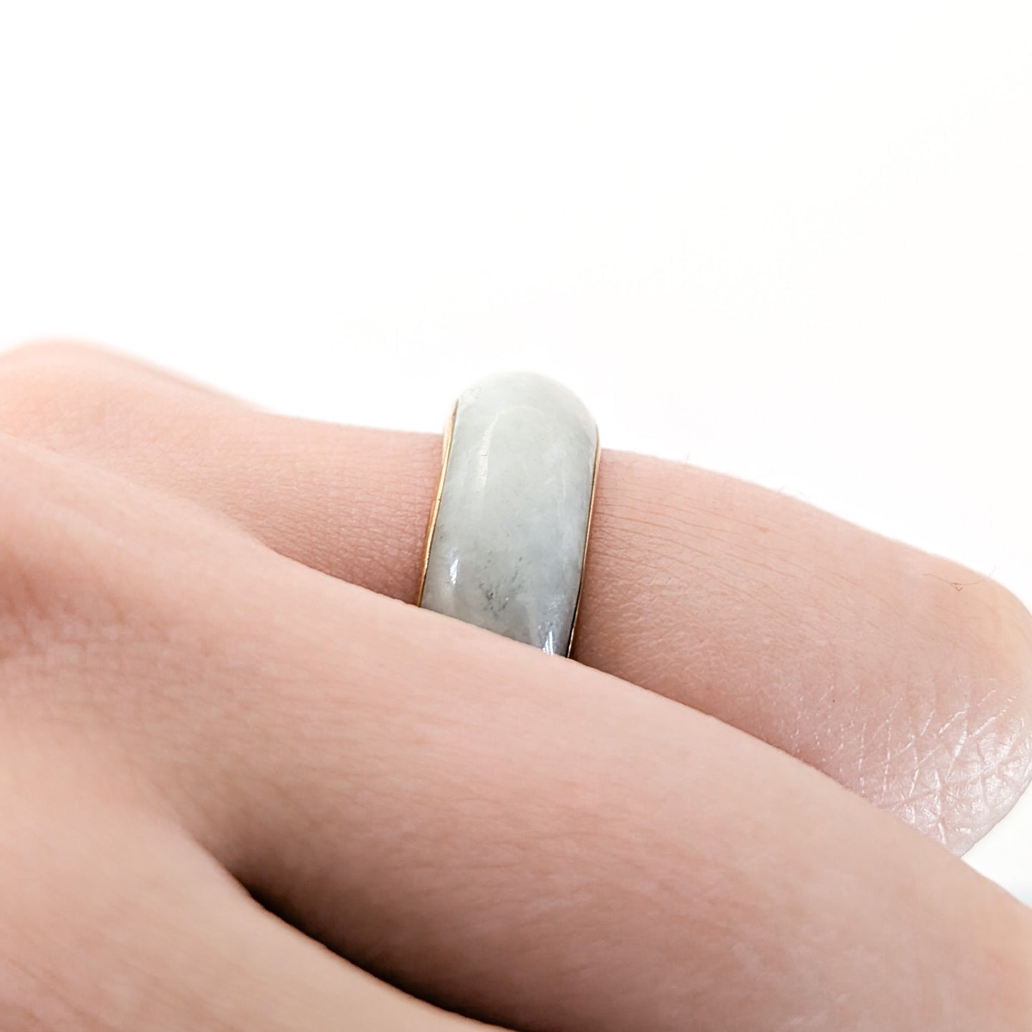 Vintage 14K Gold and Jadeite Jade Band Ring