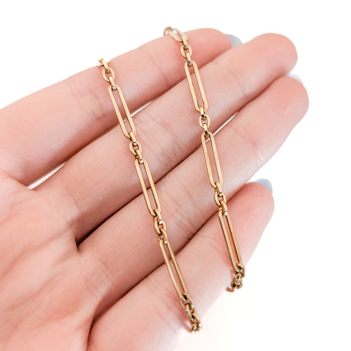 Antique 1920s Art Deco 10K Rose Gold Bar Link Watch Chain – 13.5 Inches