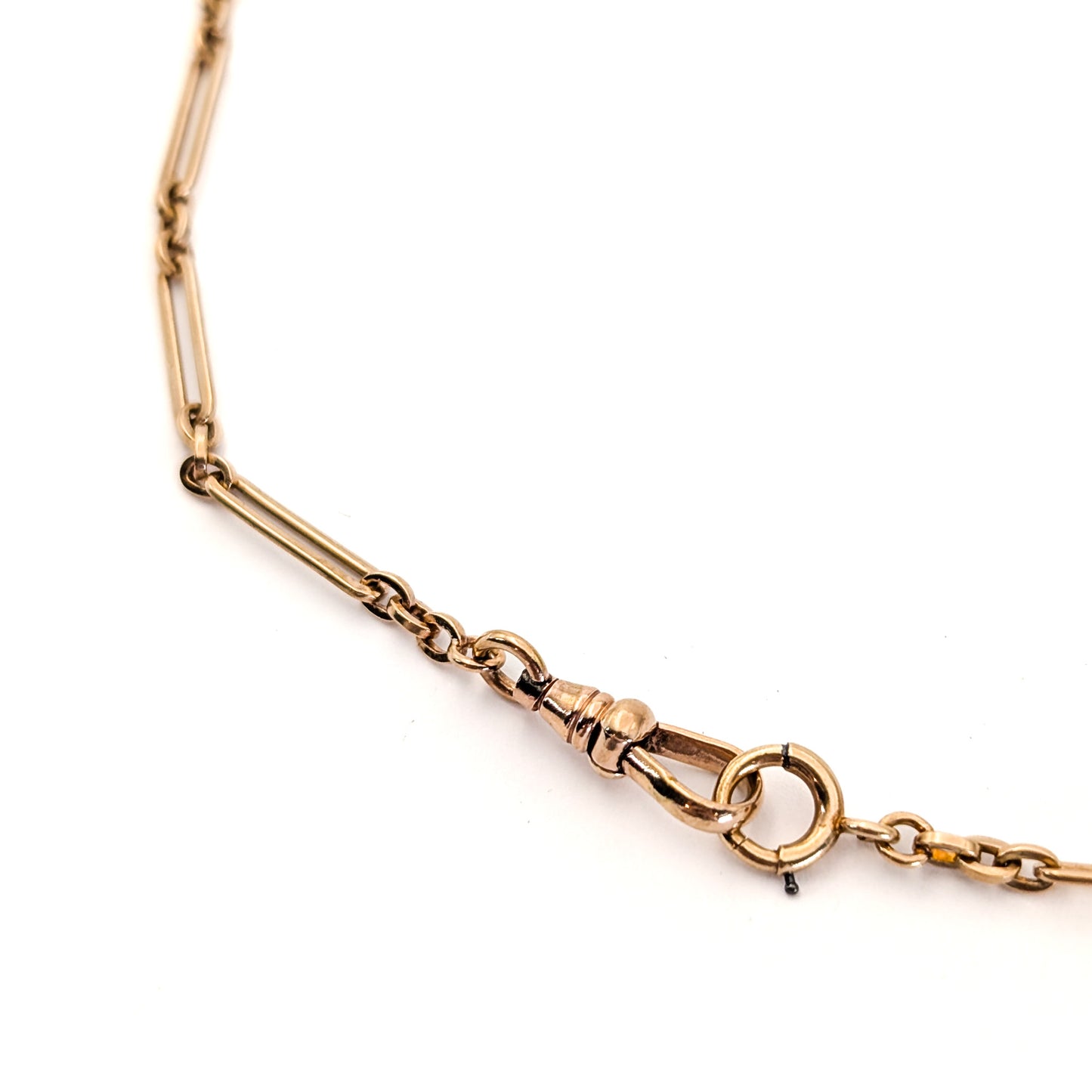 Antique 1920s Art Deco 10K Rose Gold Bar Link Watch Chain – 13.5 Inches