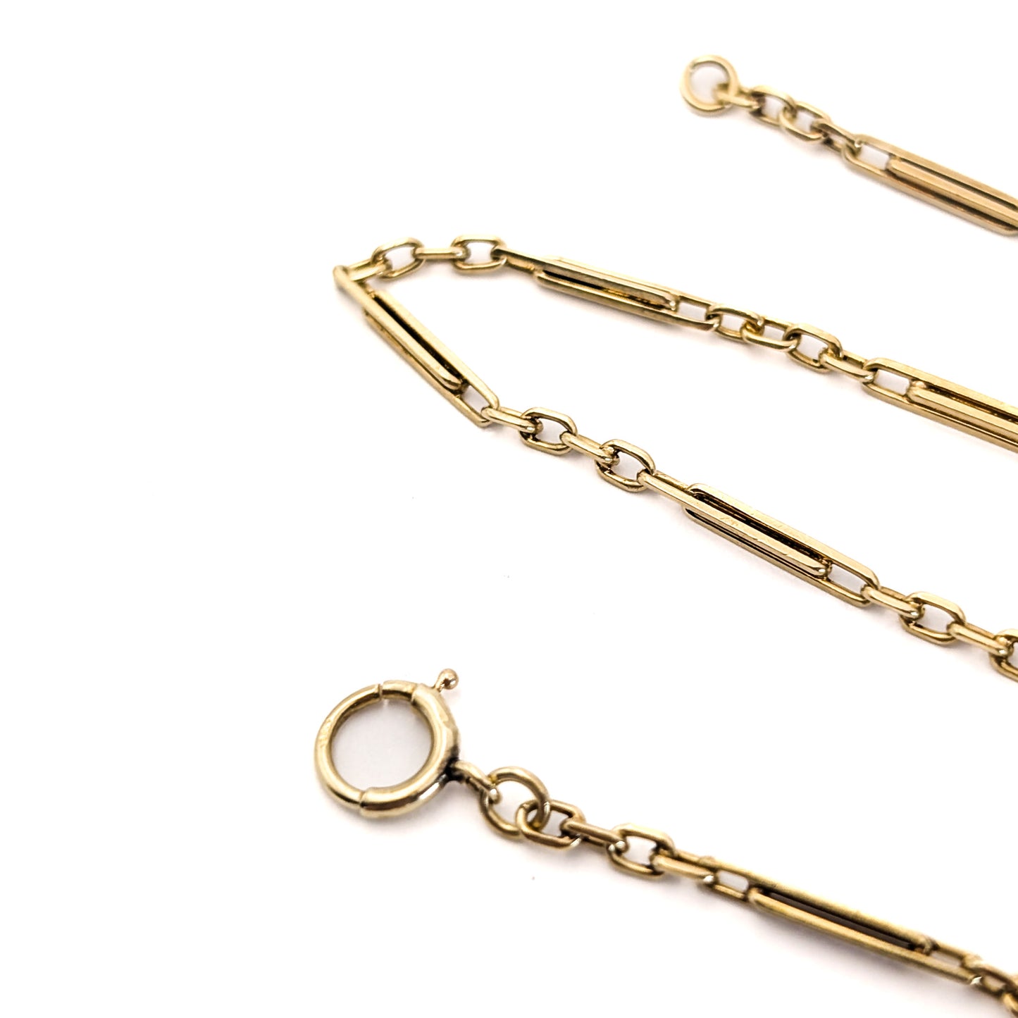 Antique 1920s Art Deco 14K Yellow Gold Bar Link Watch Chain – 13 Inches