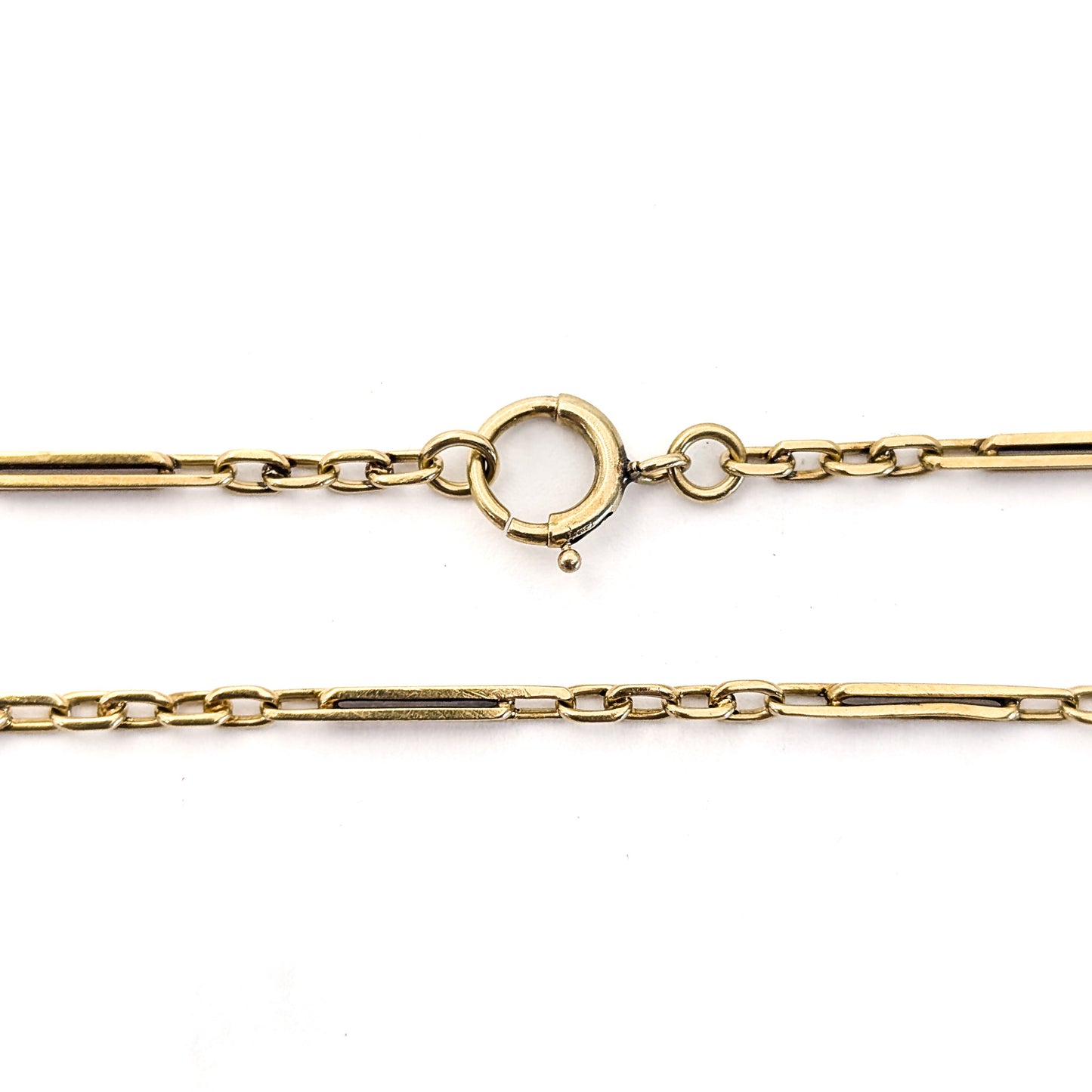 Antique 1920s Art Deco 14K Yellow Gold Bar Link Watch Chain – 13 Inches