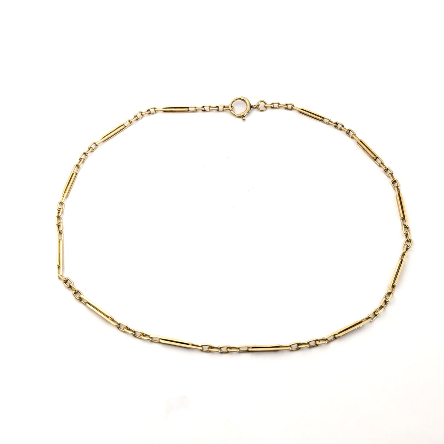 Antique 1920s Art Deco 14K Yellow Gold Bar Link Watch Chain – 13 Inches