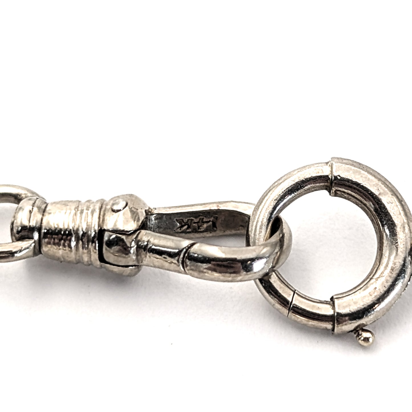 Antique Art Deco 14K White Gold Watch Fob Chain – 13.5 Inches