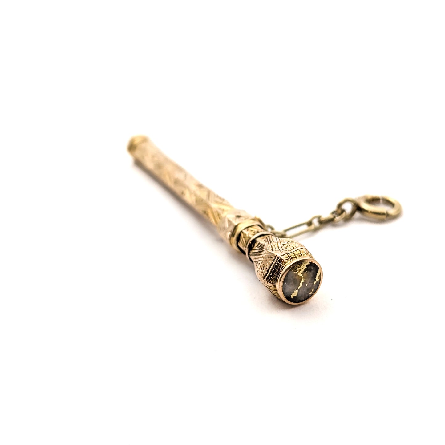 Victorian 14K Gold Retractable Antique Toothpick – Ornate Engraved Mechanical Design