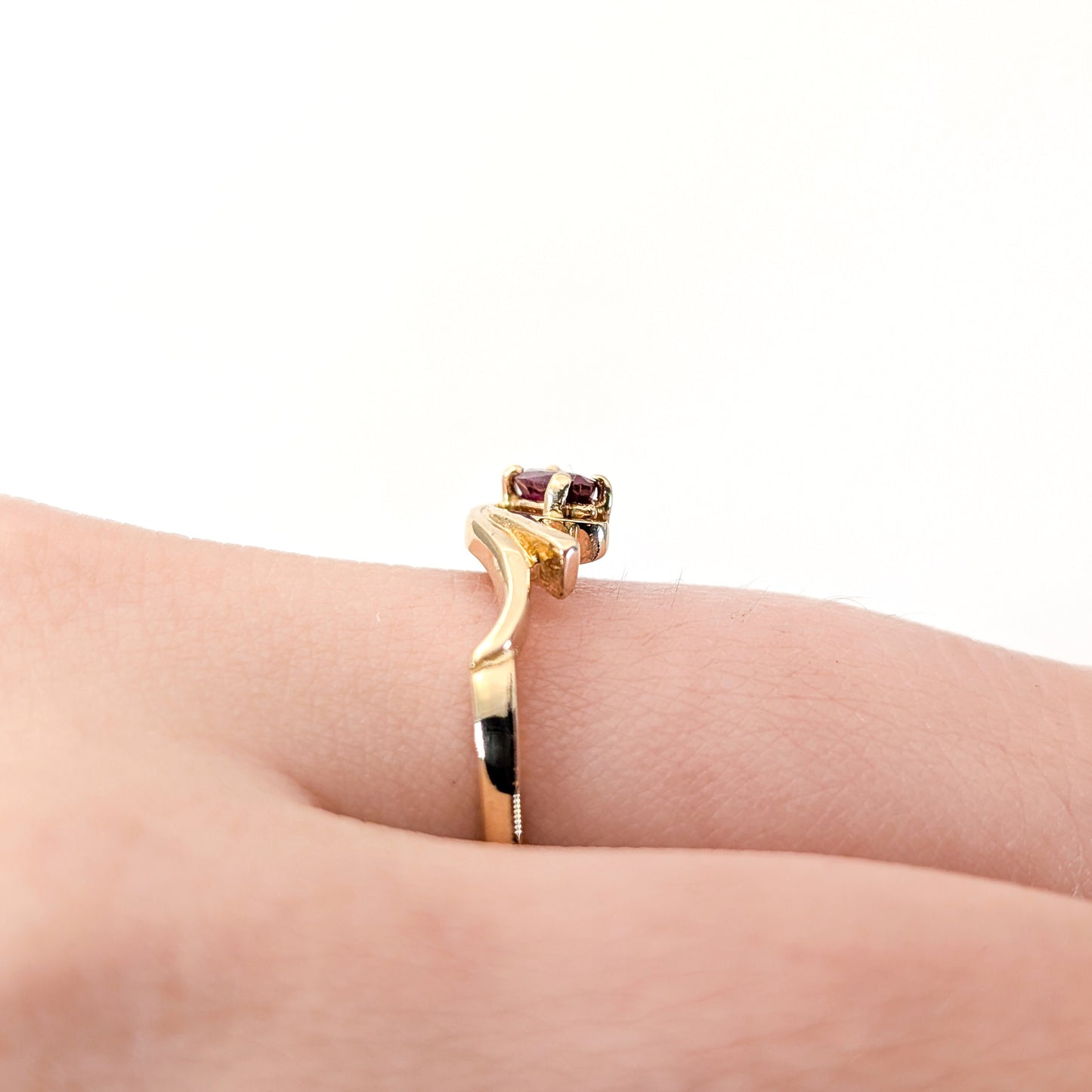 Vintage 14K Gold Delicate Marquise Ruby Ring