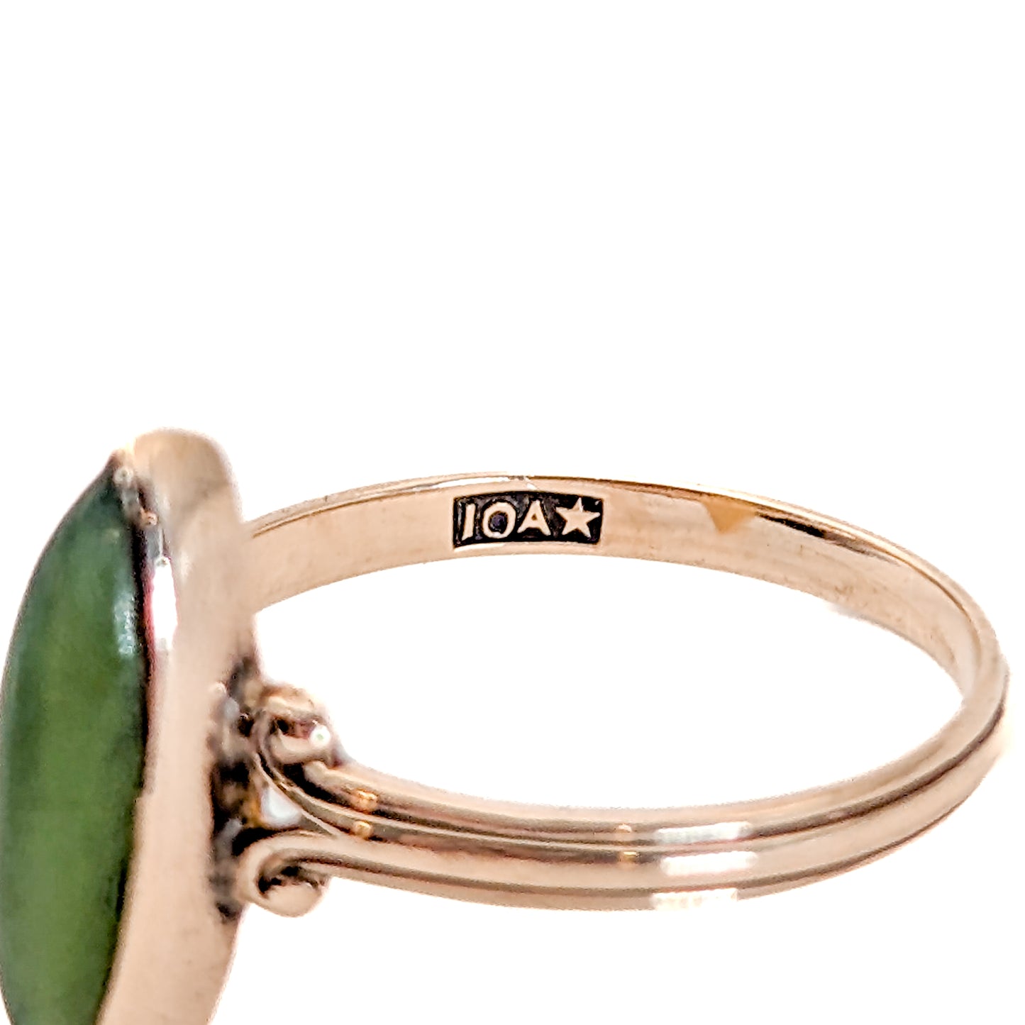 Vintage 10K Gold Marquise Nephrite Jade Ring – Elegant Green Gemstone Statement