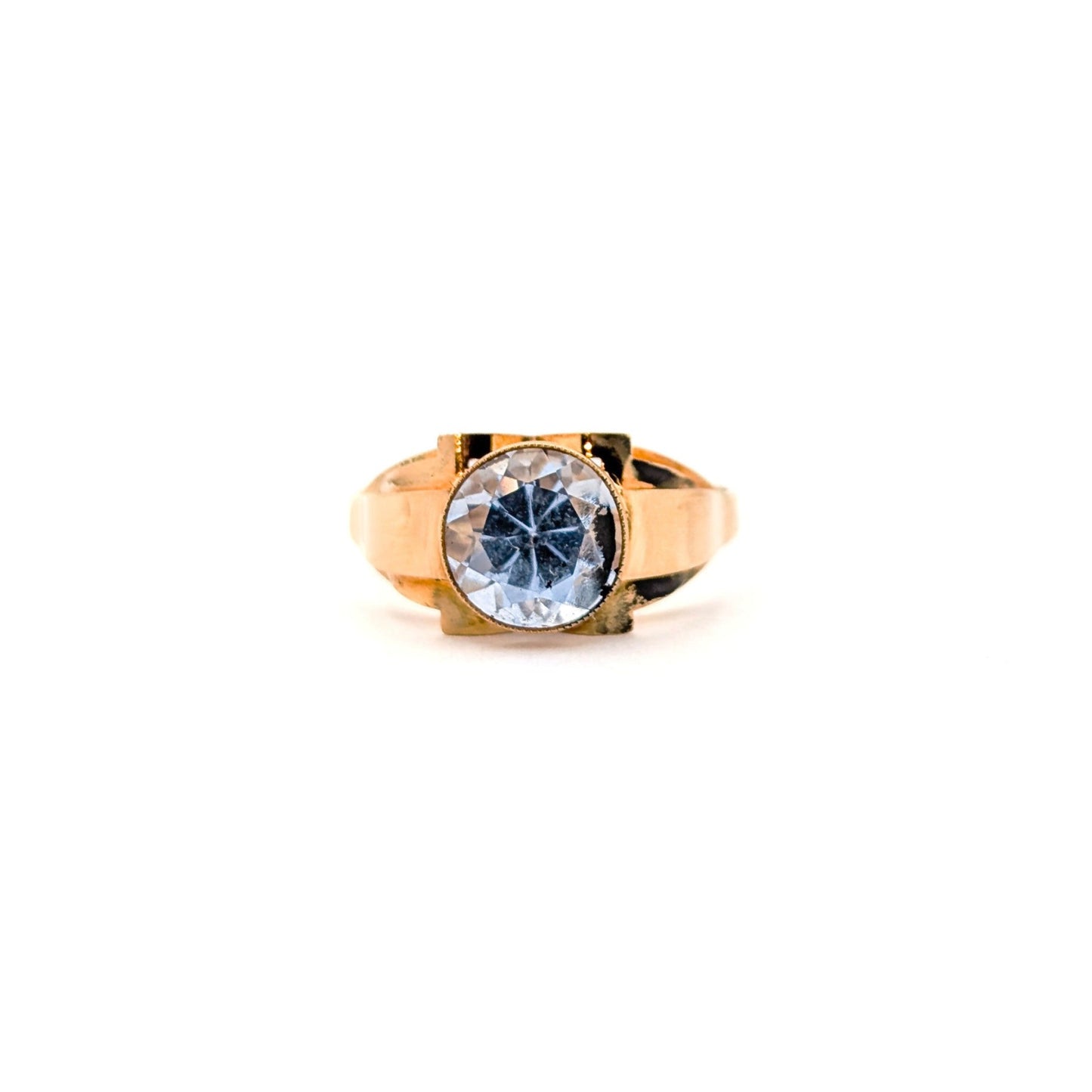 Vintage 18K Gold Blue Spinel Statement Ring