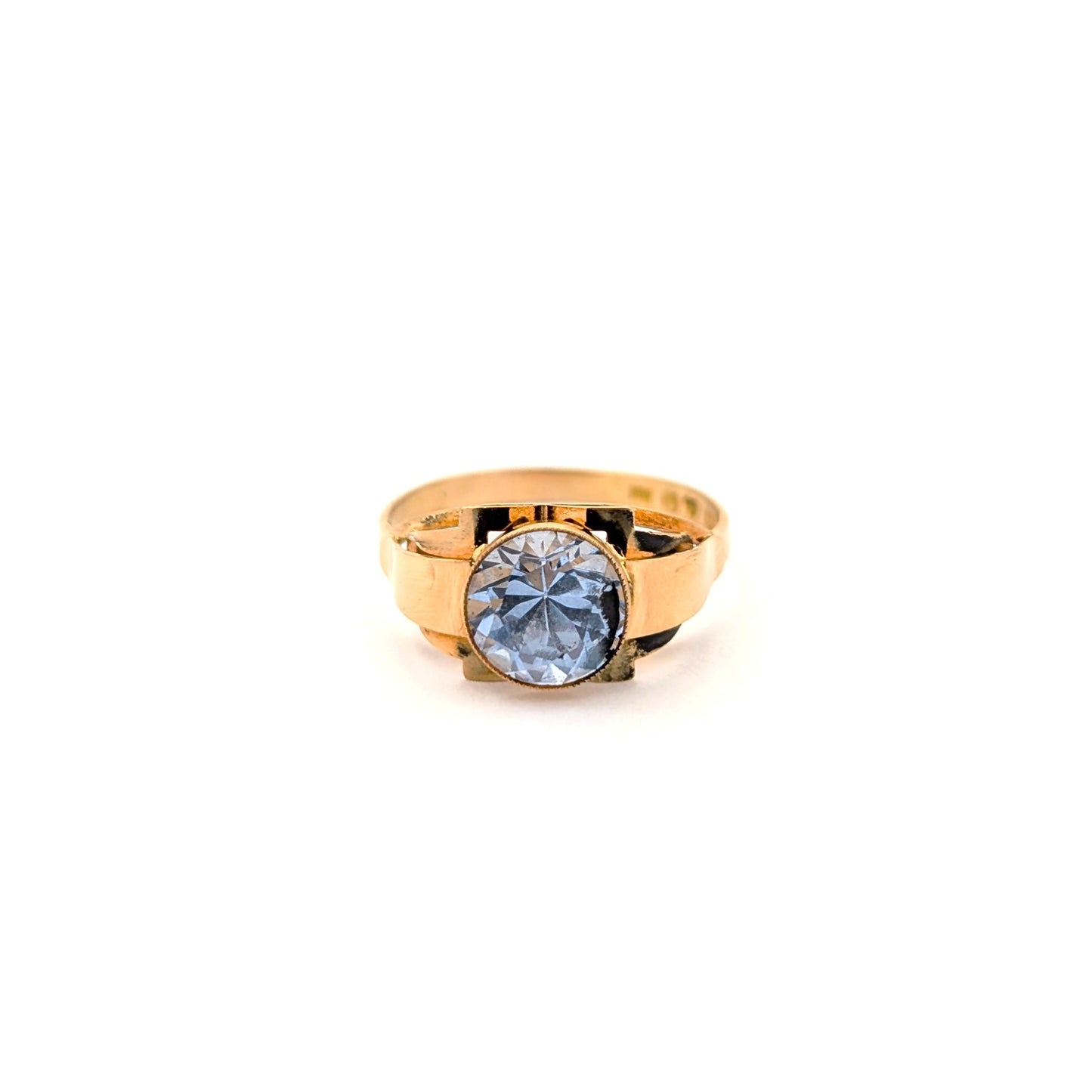 Vintage 18K Gold Blue Spinel Statement Ring