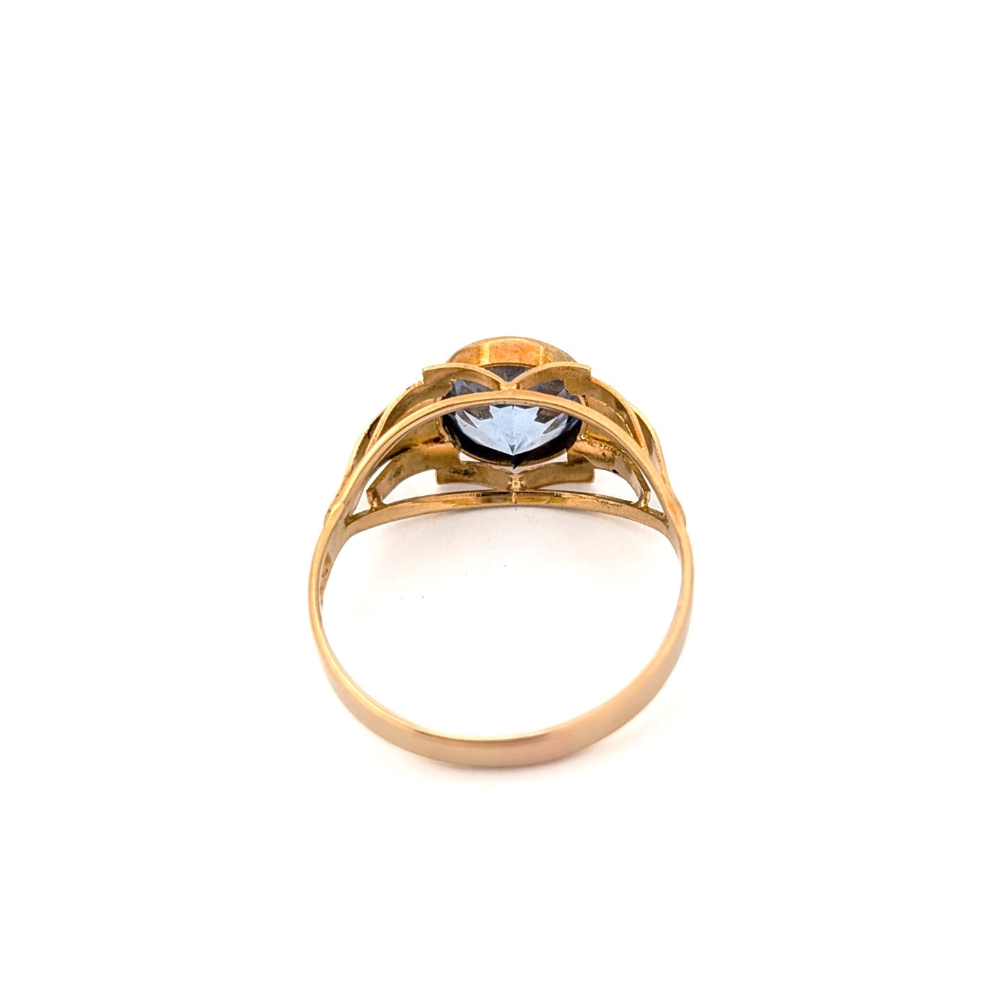 Vintage 18K Gold Blue Spinel Statement Ring